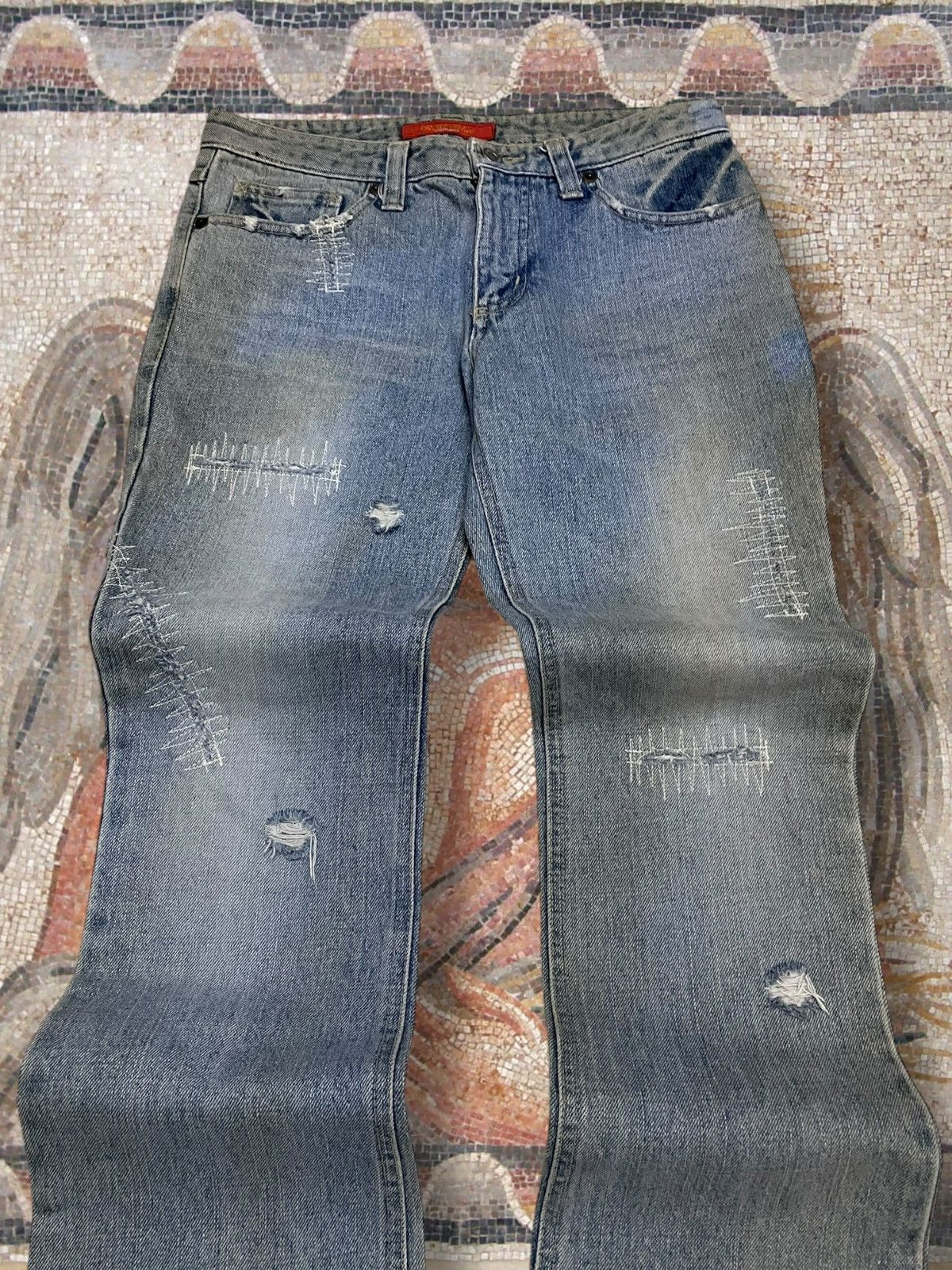 Tornado Mart Vintage 1990s Japan Designer Real Blue Interplanet Flared Size US 28 / EU 44 - 4 Thumbnail