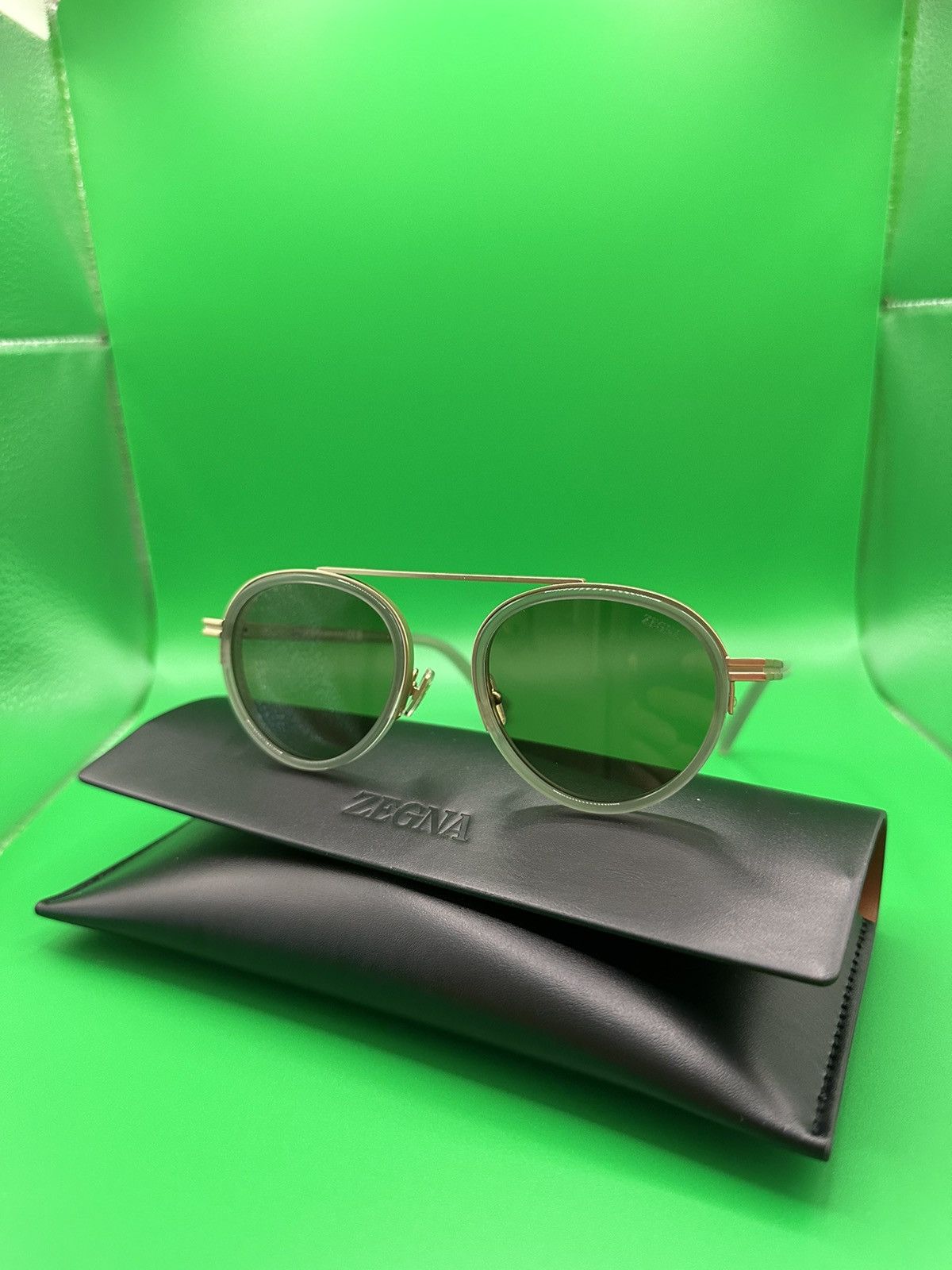 Z Zegna ZEGNA GREEN ORIZZONTE II ACETATE AND METAL SUNGLASSES Size ONE SIZE - 3 Thumbnail