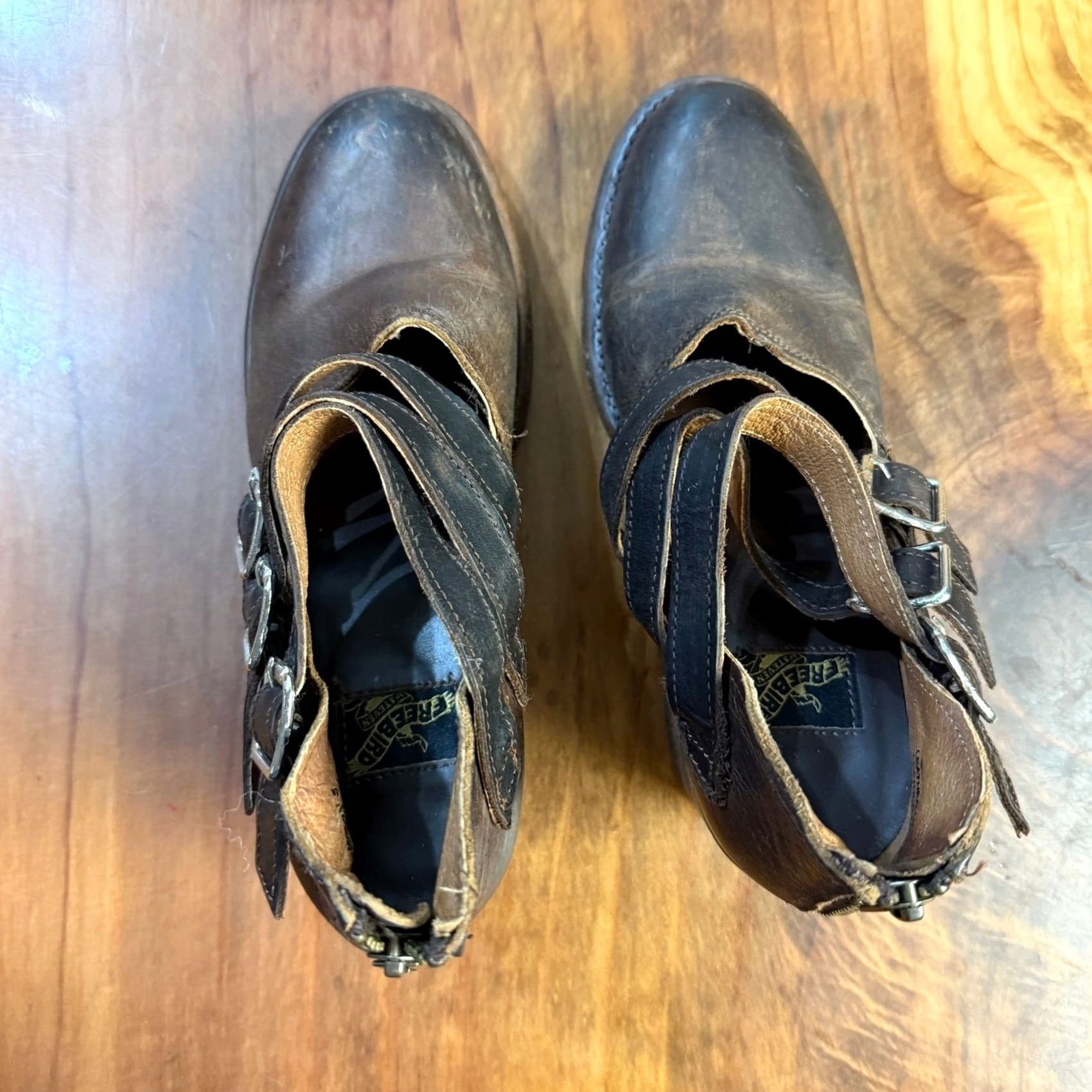 FREEBIRD Freebird by Steven Bootie Dawson 3 Straps Zip Moto Ankle Boots Women Brown Leather 8 US Vintage No Size US 9 / IT 39 - 5 Thumbnail