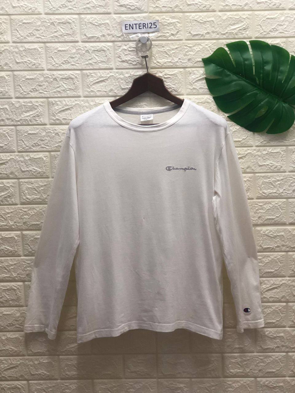 80s Vintage Champion USA Logo White Long Sleeve T Shirt