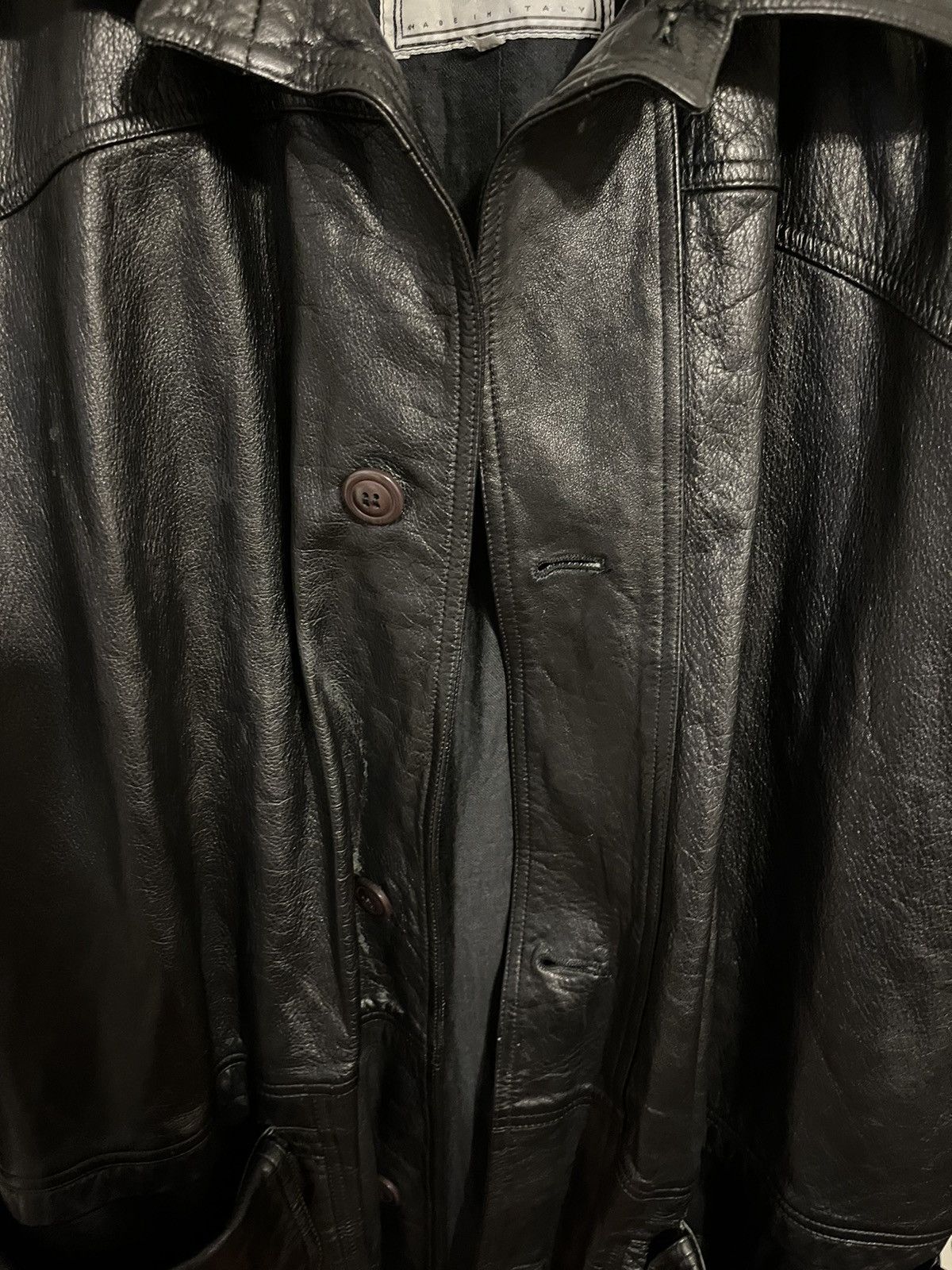 Genuine Leather CDP Made In Italy Black Leather Trench Coat Japanese Style🔥 Size US M / EU 48-50 / 2 - 4 Thumbnail