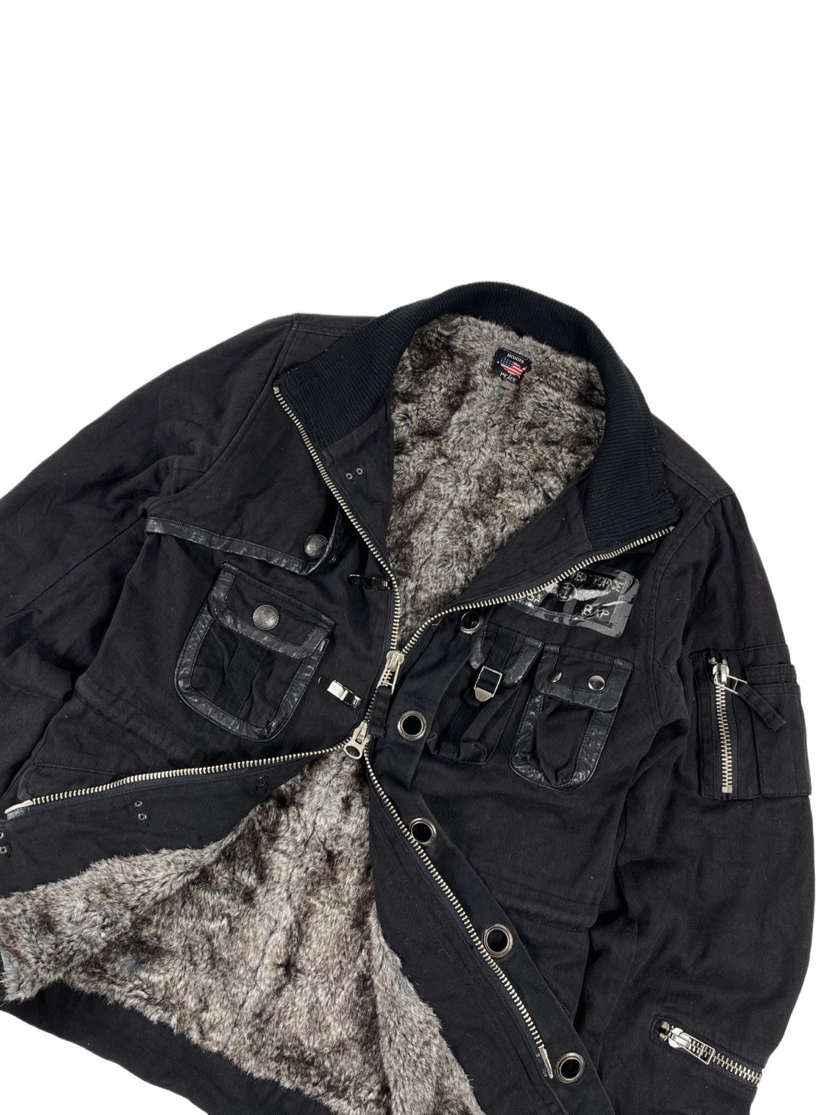 Japan Riot punk Bomber Fur Clasp Vkei Jacket