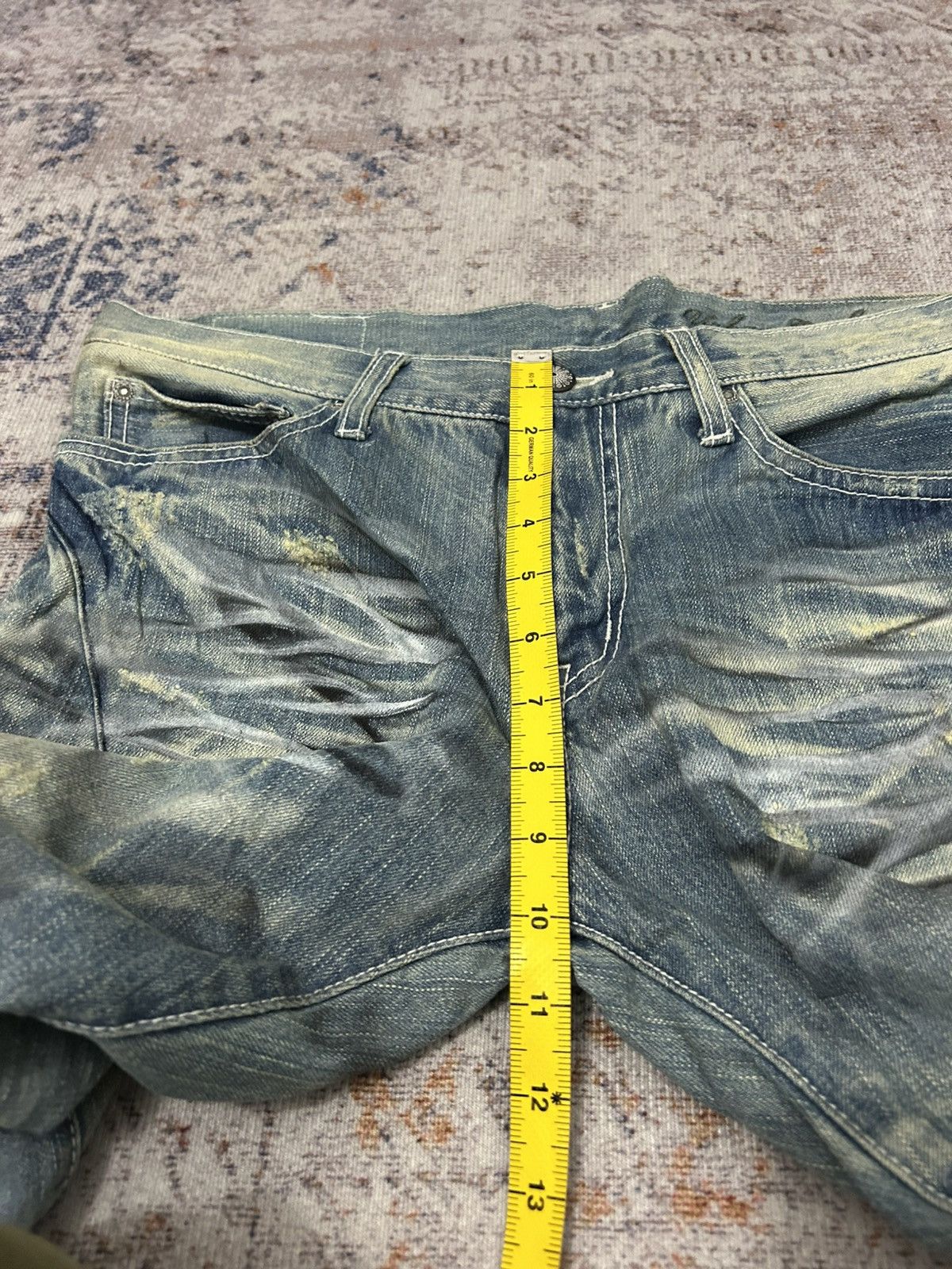 If Six Was Nine Urban Craft HonneyComb Painted Distressed Jeans Size US 34 / EU 50 - 16 Thumbnail
