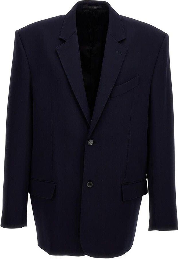 image of Balenciaga O1Mt1Gz0524 Oversize Single Breasted Jacket In Blue, Men's (Size Small)