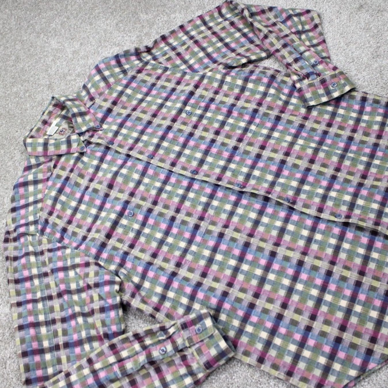 The Territory Ahead The Territory Ahead Shirt Mens Large Pink/Green/Blue Button-Down Long Sleeve Cotton Geometric Size US L / EU 52-54 / 3 - 6 Thumbnail