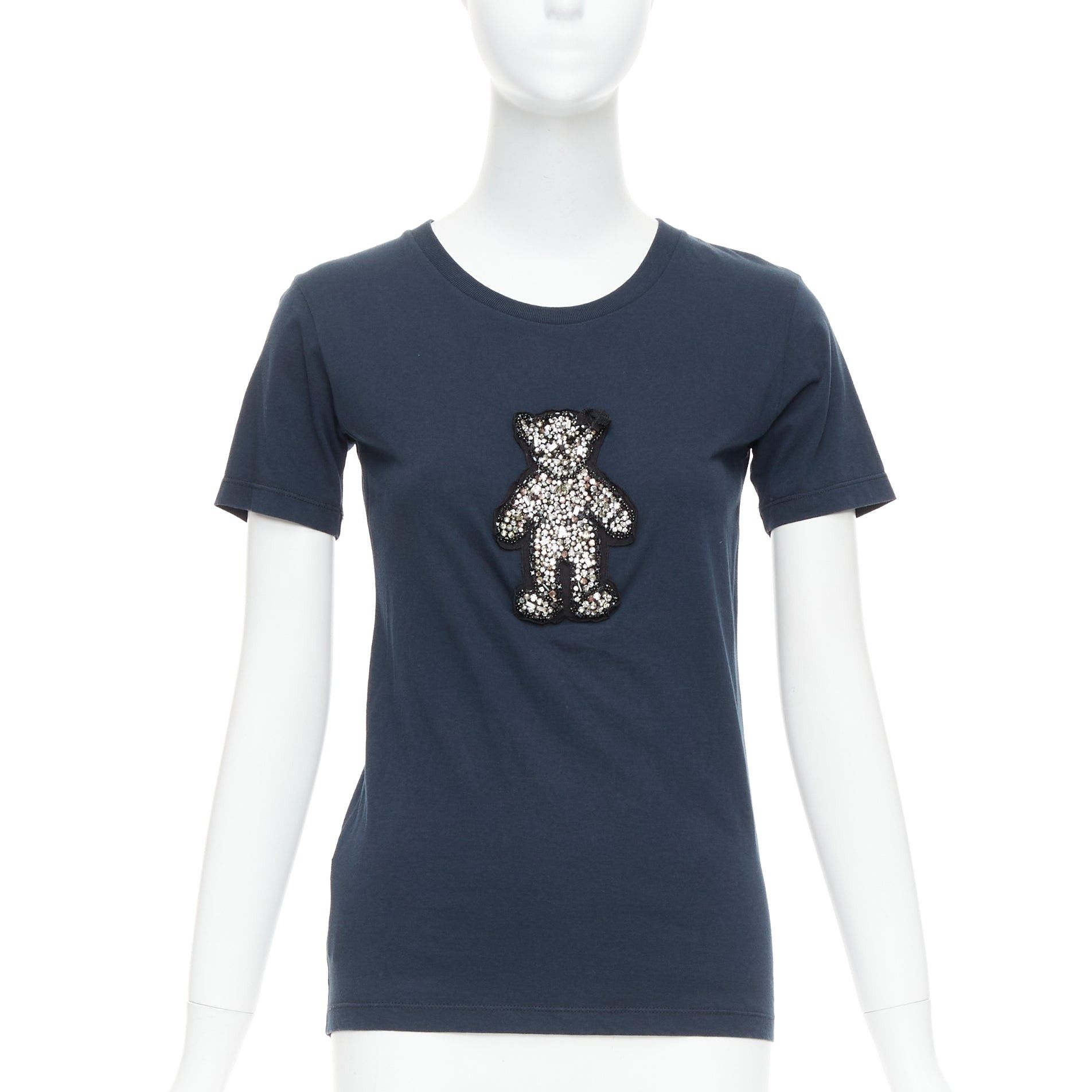 Prada PRADA 2008 black crystal embellished teddy bear tshirt S Size S / US 4 / IT 40 - 1 Thumbnail