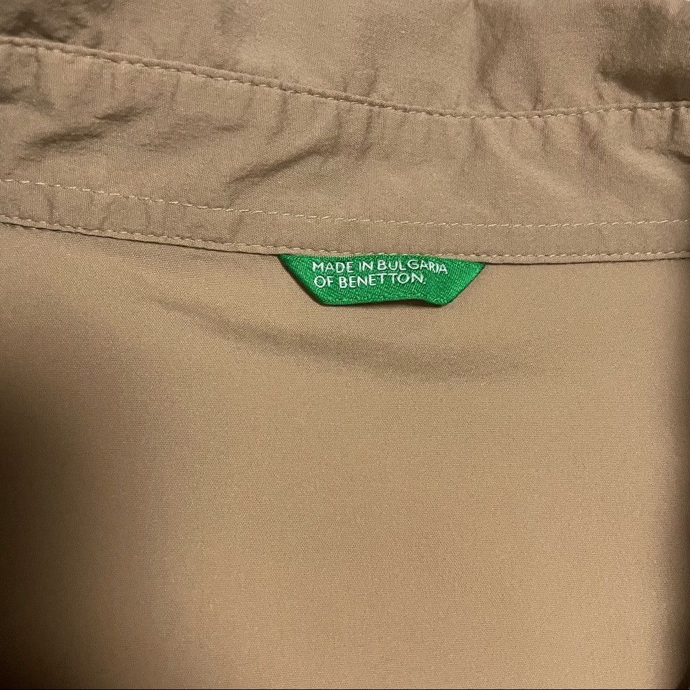 United Colors Of Benetton Benetton Beige Cotton V-Neck Stretch Blouse With Back Tie S Size L / US 10 / IT 46 - 6 Thumbnail