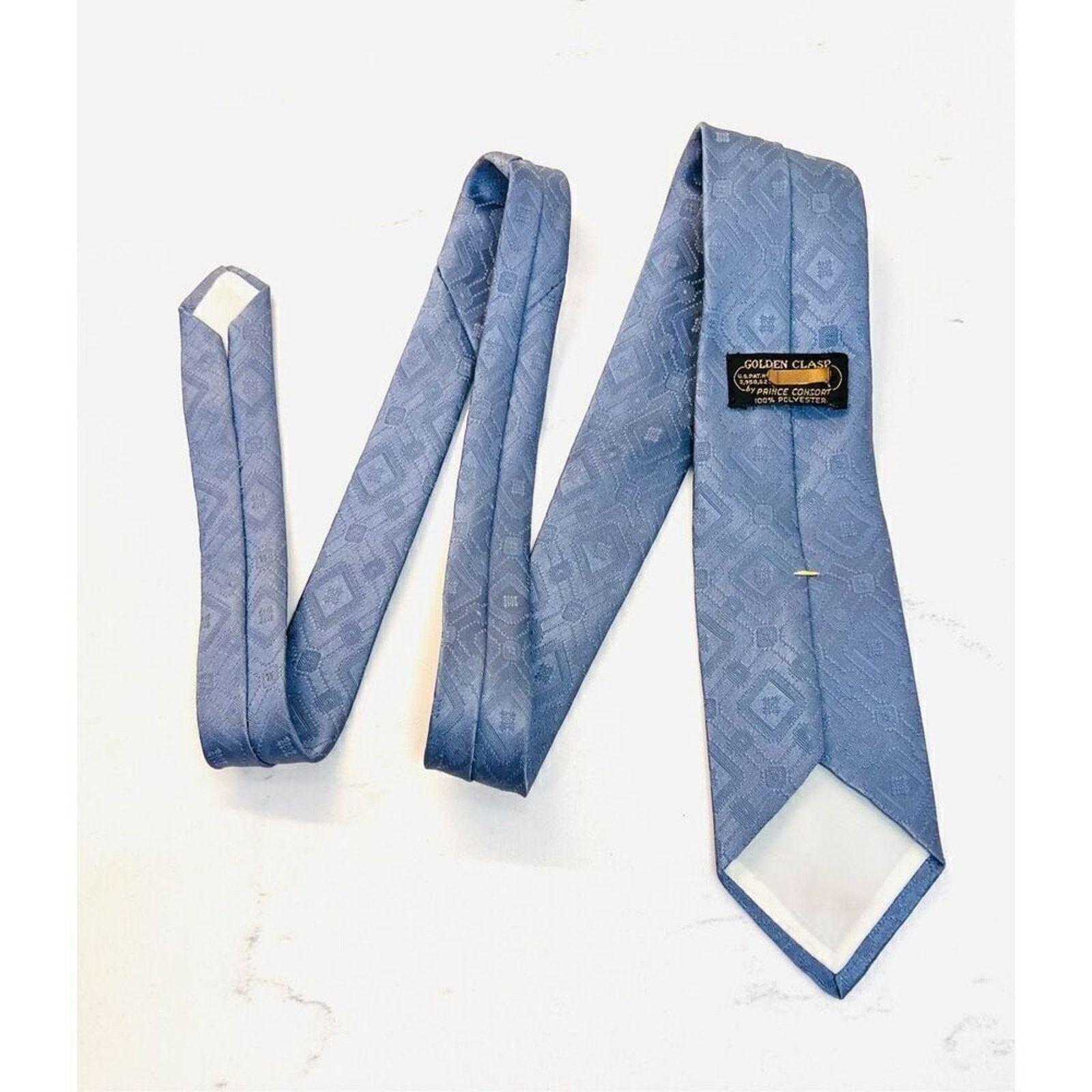 Other Vintage 70s Golden Clasp Prince Consort 58'x3" Blue Necktie Size ONE SIZE - 3 Thumbnail