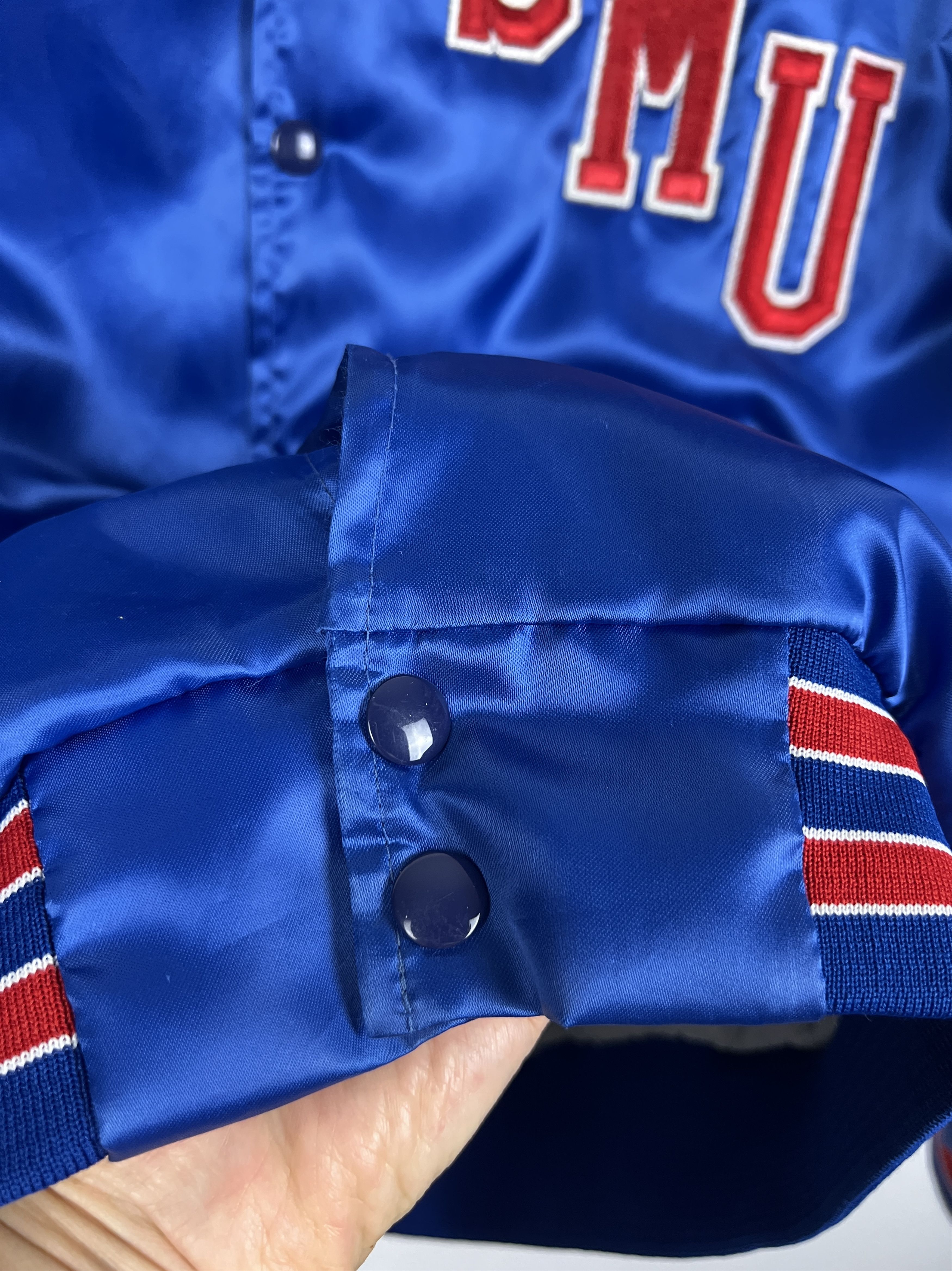 Swingster \Southern Methodist SMU Mustangs Satin Bomber Jacket Size US L / EU 52-54 / 3 - 7 Thumbnail