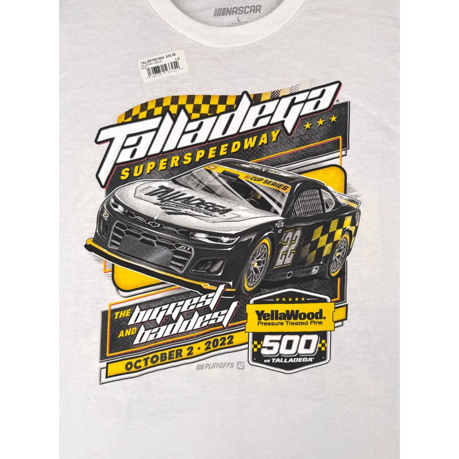 NASCAR Legends Global Merchandise Shirt Adult Large White Nascar Talladega Yellawood 500 Oct 2022 Pole Positions Size US L / EU 52-54 / 3 - 6 Thumbnail