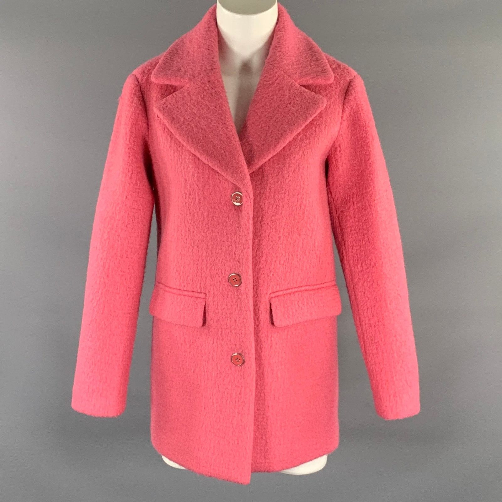 Emporio Armani EMPORIO ARMANI XS Pink Wool Poly Textured Notch Lapel Coat Size XS / US 0-2 / IT 36-38 - 1 Thumbnail