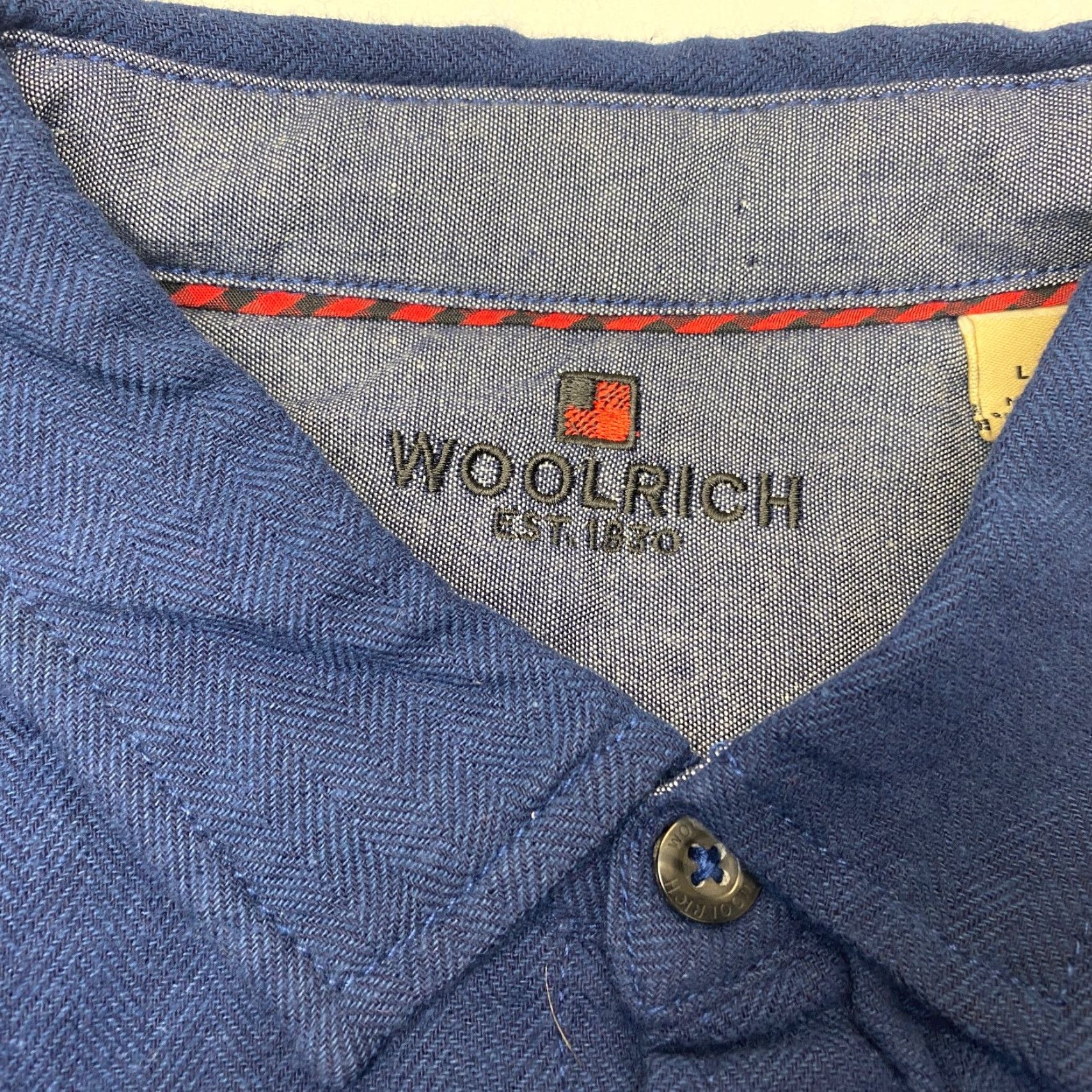 Vintage Woolrich Shirt Mens Large Blue Herringbone Flannel Button Up Brushed Cotton Size US L / EU 52-54 / 3 - 7 Thumbnail