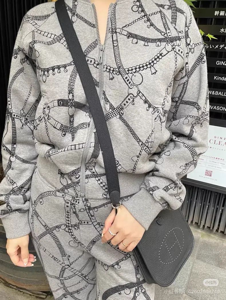 Hermes Hermes Grey Chain Print Pilot Zip-Up Hooded Sweatshirt Jac Size XS / US 0-2 / IT 36-38 - 8 Thumbnail