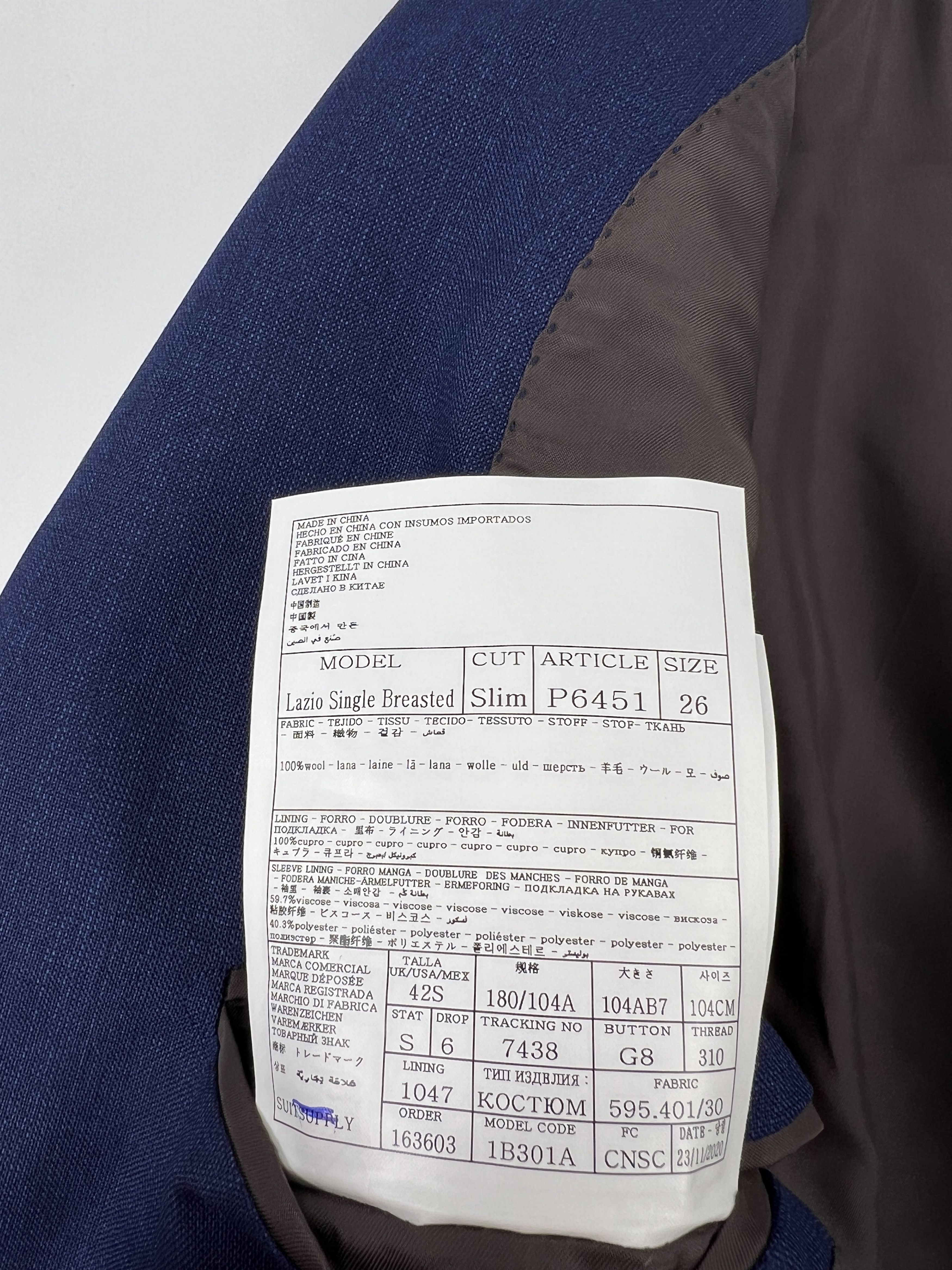 Suitsupply Lazio Wool Formal Blazer Waistcoat Suit EU:26; UK/US:42S Size 42S - 13 Thumbnail