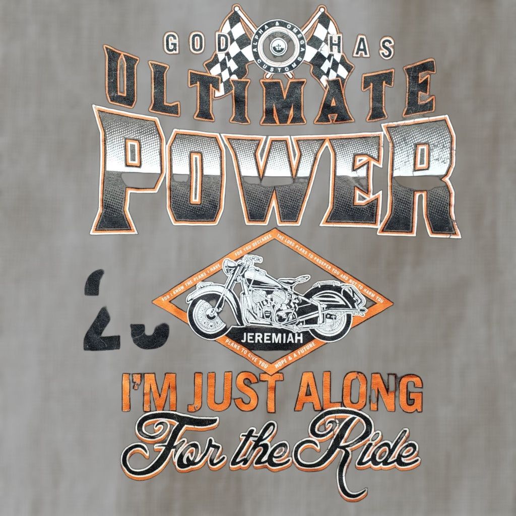 Vintage Stylefer Shirt Adult XL Brown Jeremiah Ultimate Power Bike Christian Religious Bible Verse T-Shirt Size US XL / EU 56 / 4 - 1 Thumbnail