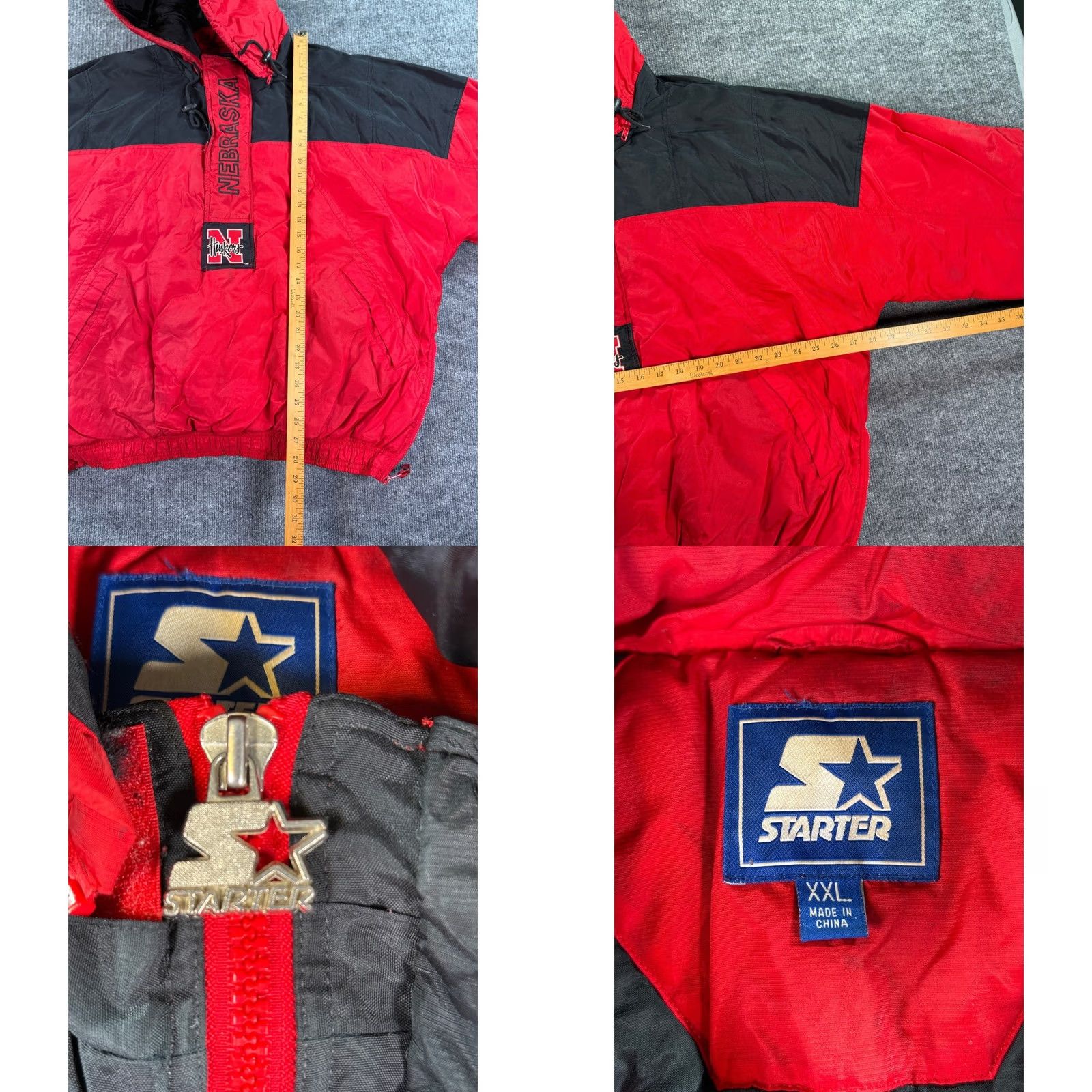 Starter VINTAGE Starter Nebraska Cornhuskers Jacket Mens 2XL Red Hooded Puffer Half Zip Size US XXL / EU 58 / 5 - 8 Thumbnail