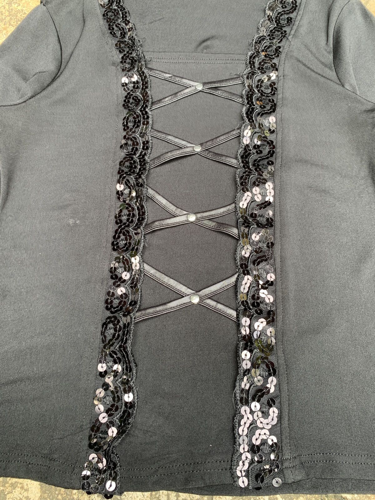 If Six Was Nine × Japanese Brand y2k Black Bondage Lace Mesh Top Size M / US 6-8 / IT 42-44 - 5 Thumbnail