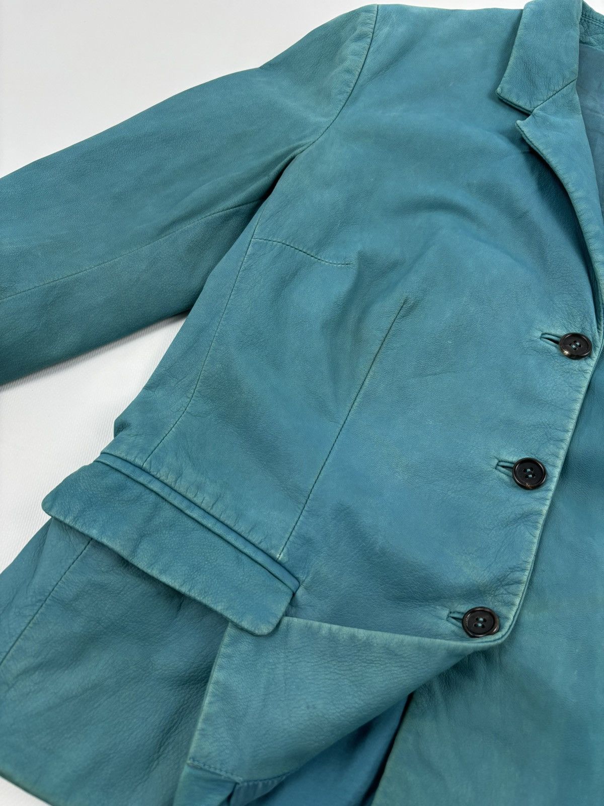 Prada RARE Milano Luna Rossa Italy Leather Biker Jacket 3-Buttons Blazer Pocket Coat Size 46 Size M / US 6-8 / IT 42-44 - 18 Thumbnail
