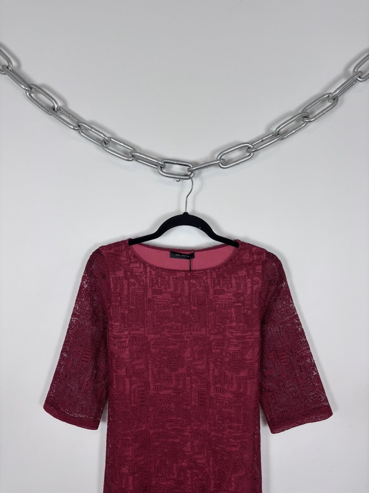 Cop Copine Cop Copine Paris Hamal NWT Red Overlay Dress Textured Belted Size S / US 4 / IT 40 - 3 Thumbnail