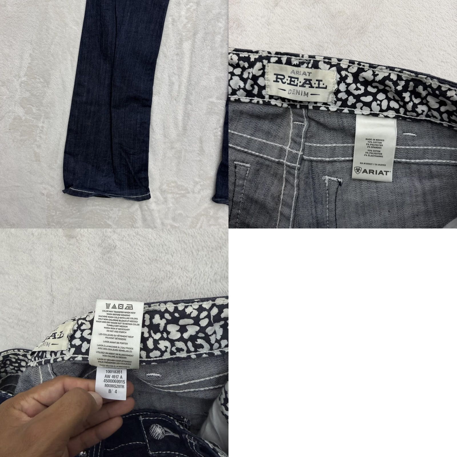 Ariat Ariat REAL Denim Jeans Womens 34x32 Bootcut Low Rise Embroidered Blue Denim 5-Pocket Western Stretch Jeans Womens Size 24" / US 00 / IT 34 - 10 Thumbnail