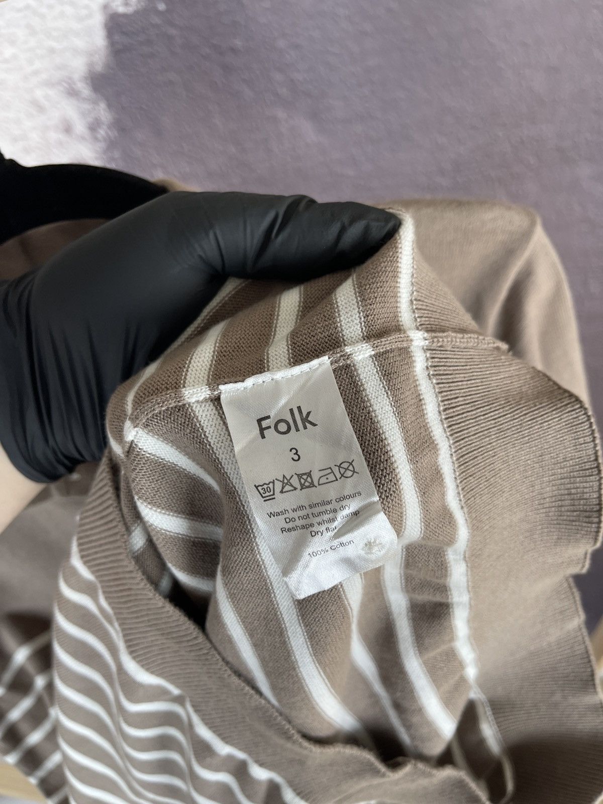Folk Folk beige striped polo tee shirt Size US M / EU 48-50 / 2 - 12 Thumbnail