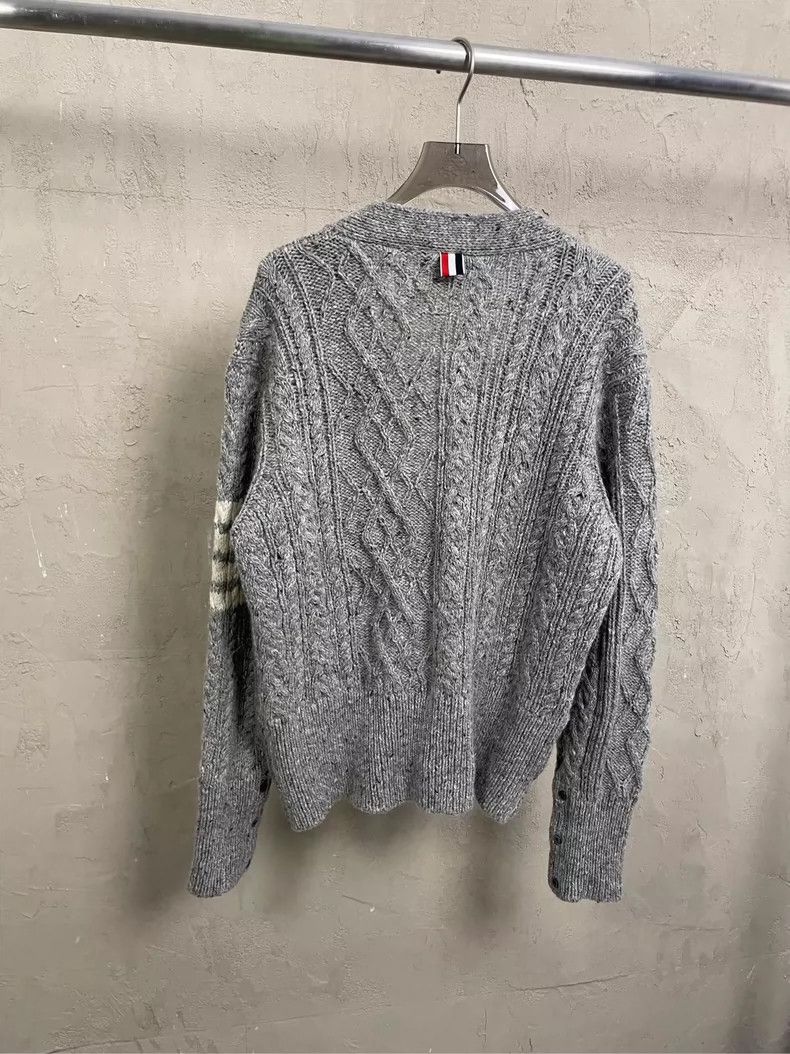 Thom Browne Thom browne Gray four-striped wool cardigan jacket 2504-Nex Size US XL / EU 56 / 4 - 2 Thumbnail