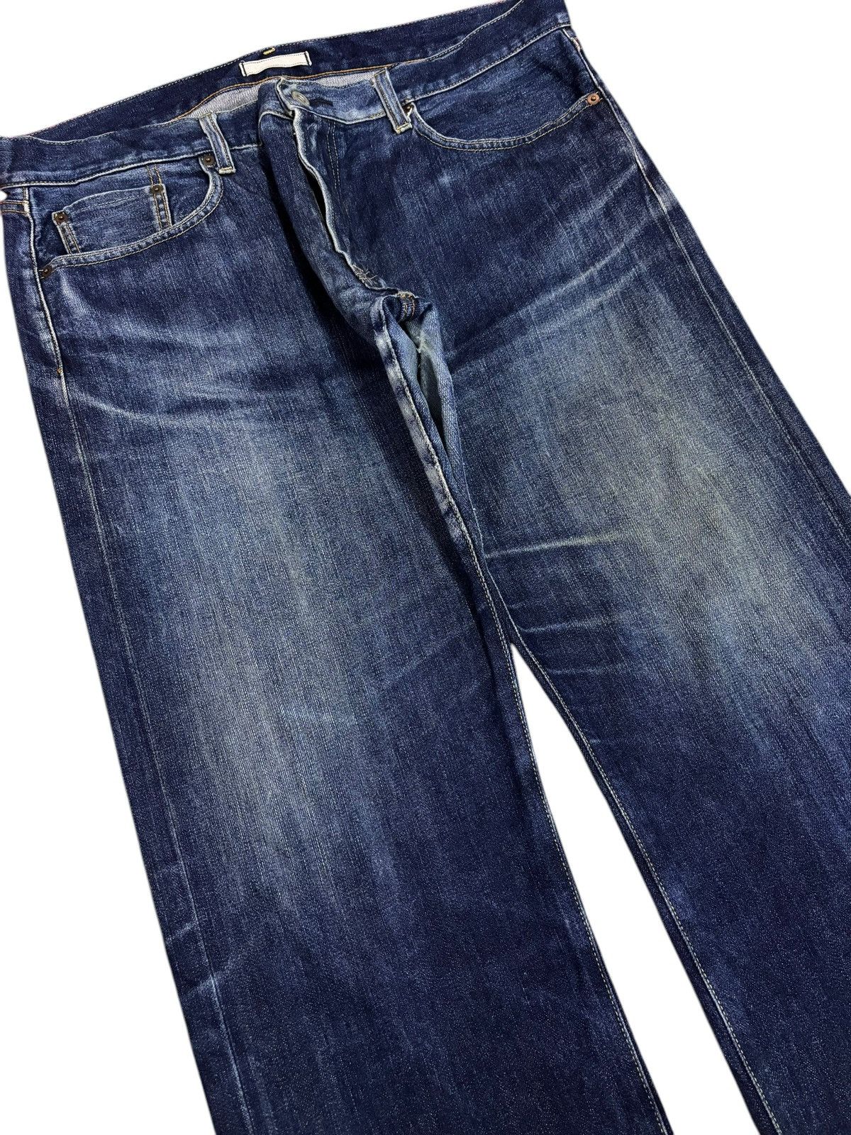 Japanese Brand × Kaihara Denim × Self Edge Vintage Kaihara Uniqlo Selvedge Blue Indigo Jeans Size US 38 / EU 54 - 4 Thumbnail