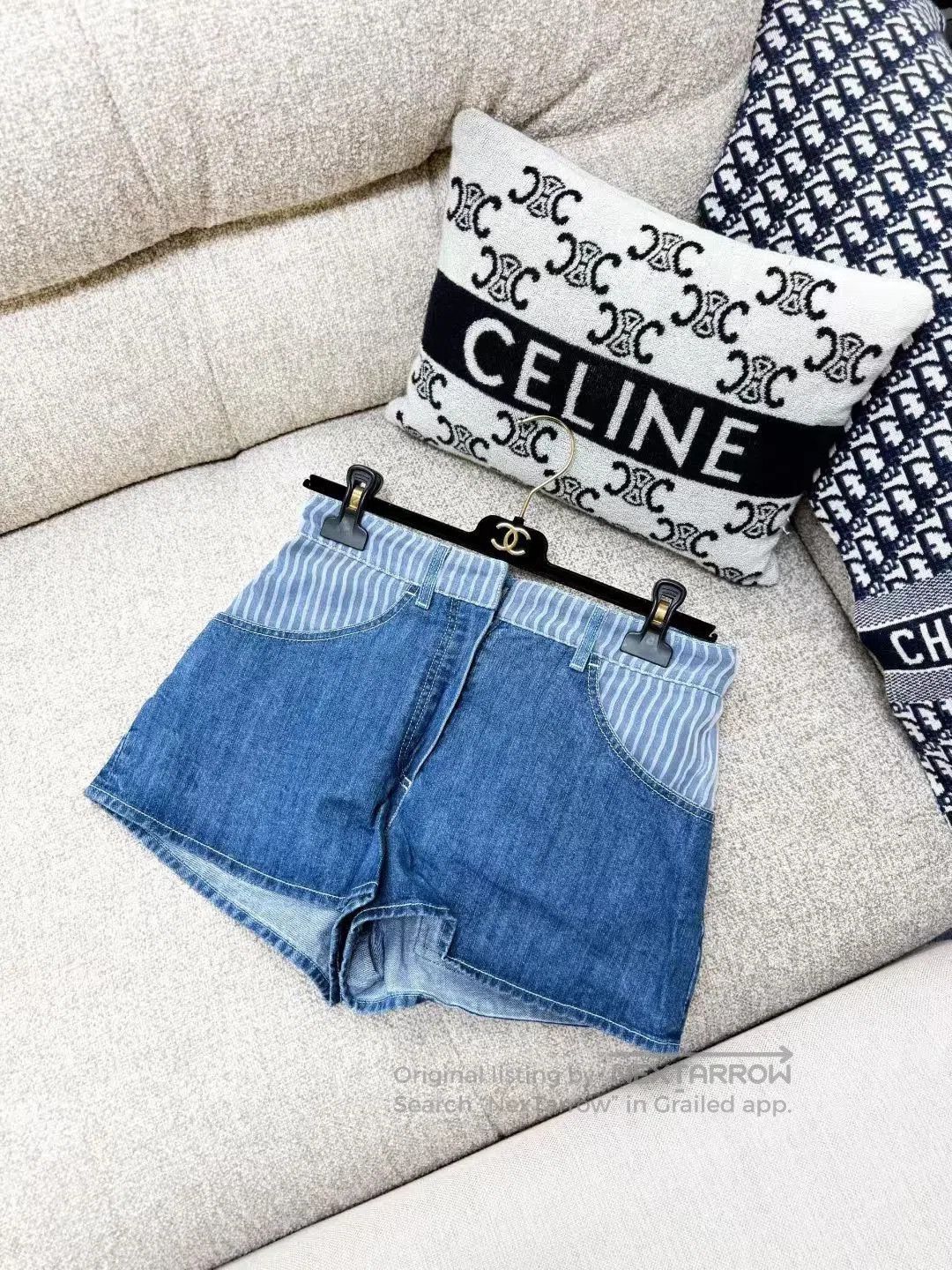 Chanel Chanel Blue Mesh Denim Shorts. Size 35" - 2 Thumbnail