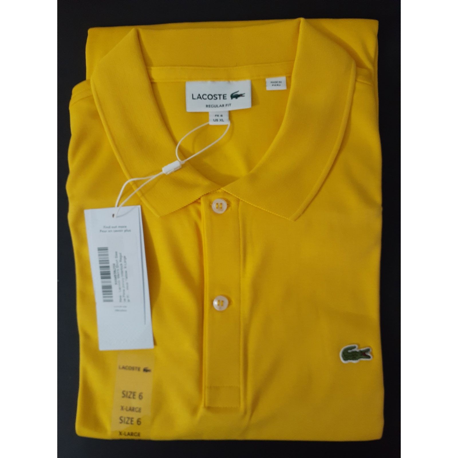 Lacoste Lacoste Mens Pima Jersey Interlock RegularFit Polo Yellow XL Size US XL / EU 56 / 4 - 2 Thumbnail