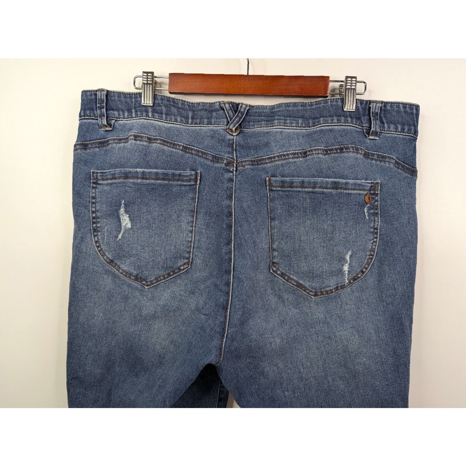 Vintage Democracy Slimming Jeans Skinny High Rise 20W Blue Denim Jeans Women Distressed Size 42" / US 20 - 6 Thumbnail