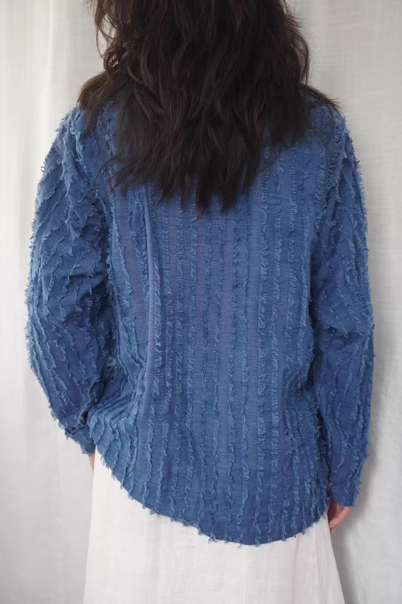 Issey Miyake Issey Miyake 1992 Drape Neck Blue Silk-Cotton Top ML Size M / US 6-8 / IT 42-44 - 7 Thumbnail