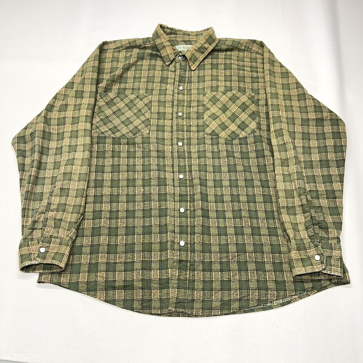 Haband × Vintage VTG Haband Flannel Shirt Green Plaid Button Up Pearl Snap Size US L / EU 52-54 / 3 - 1 Thumbnail