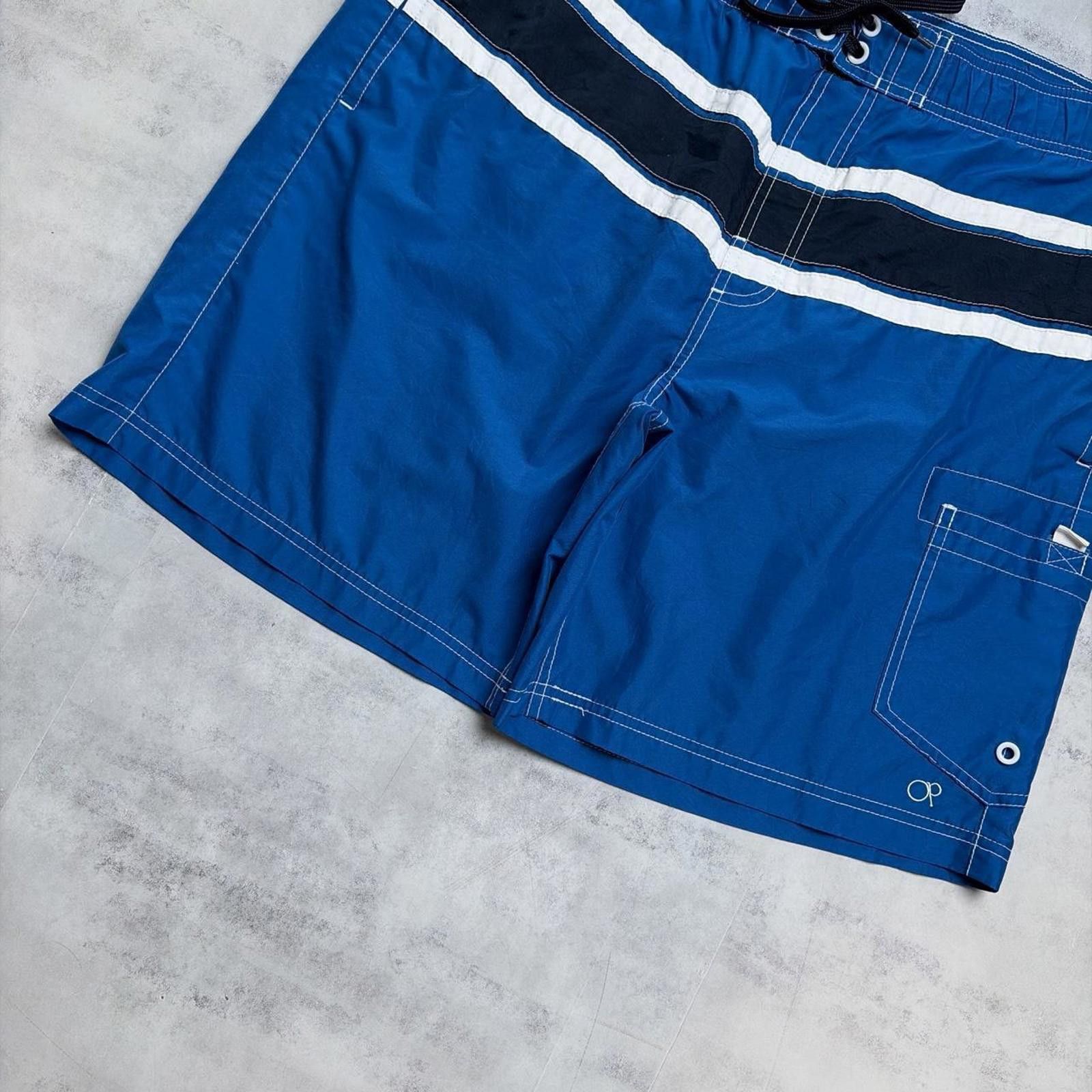 Ocean Pacific Y2K Navy Ocean Pacific Surf Baggy Striped Board Shorts Size US 32 / EU 48 - 3 Thumbnail