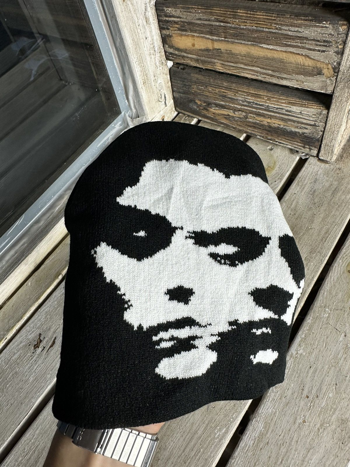Japanese Brand × Vintage 🕷FACE Japanese style Beanie hat Cross y2k V GOTHIC Emo Size ONE SIZE - 6 Thumbnail
