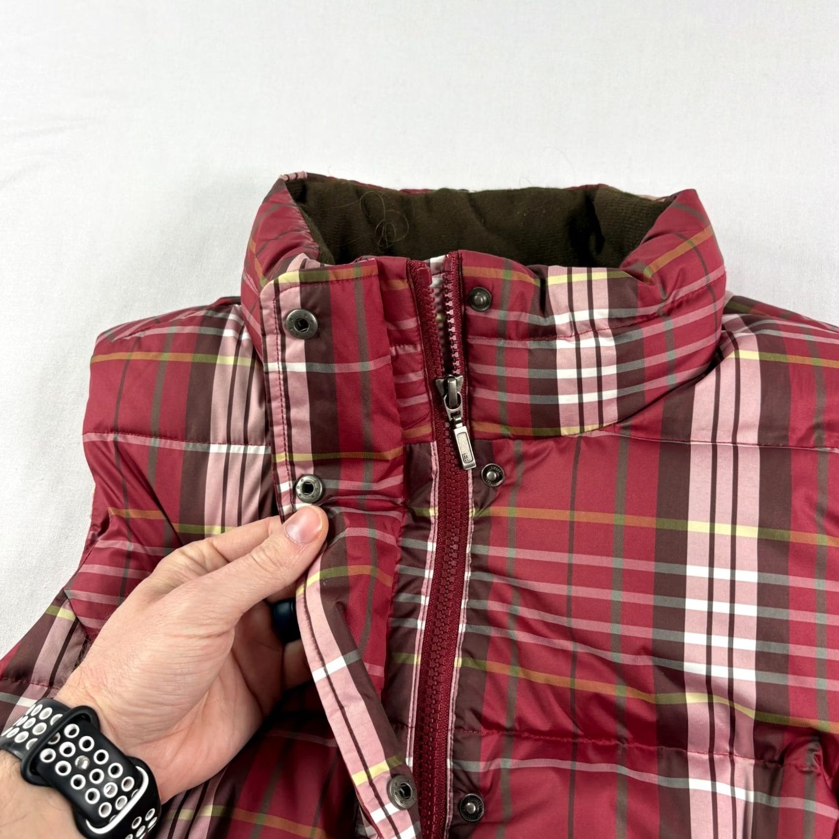Eddie Bauer Eddie Bauer Vest Womens Large Red Plaid Goose Down Puffer Jacket Full Zip Vest Ladies Red Plaid Down Puffer Zip Jacket Size L / US 10 / IT 46 - 4 Thumbnail
