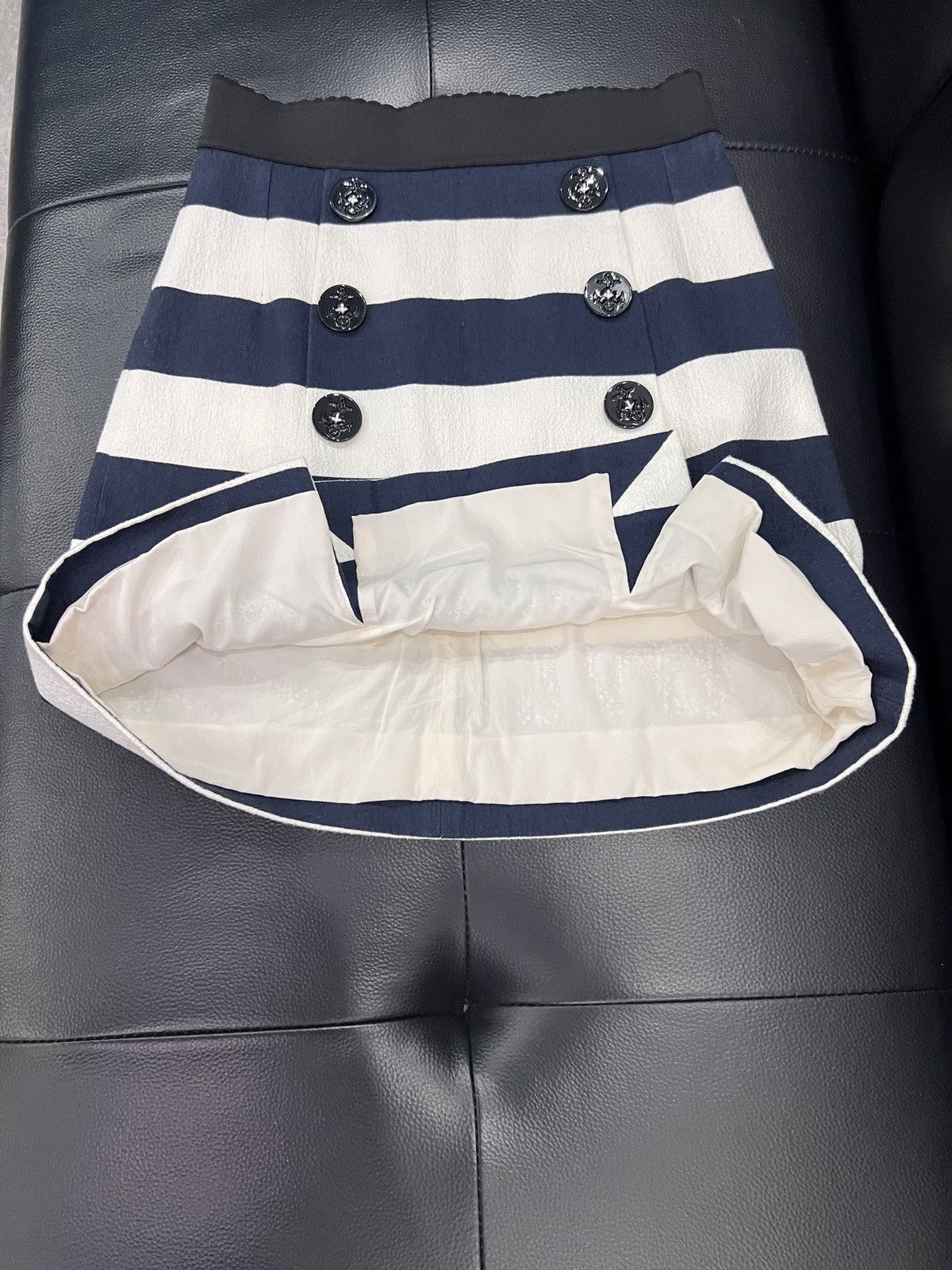 Dolce & Gabbana Dolce & Gabbana Navy Stripe Double-Breasted Skirt Size S / US 4 / IT 40 - 6 Thumbnail
