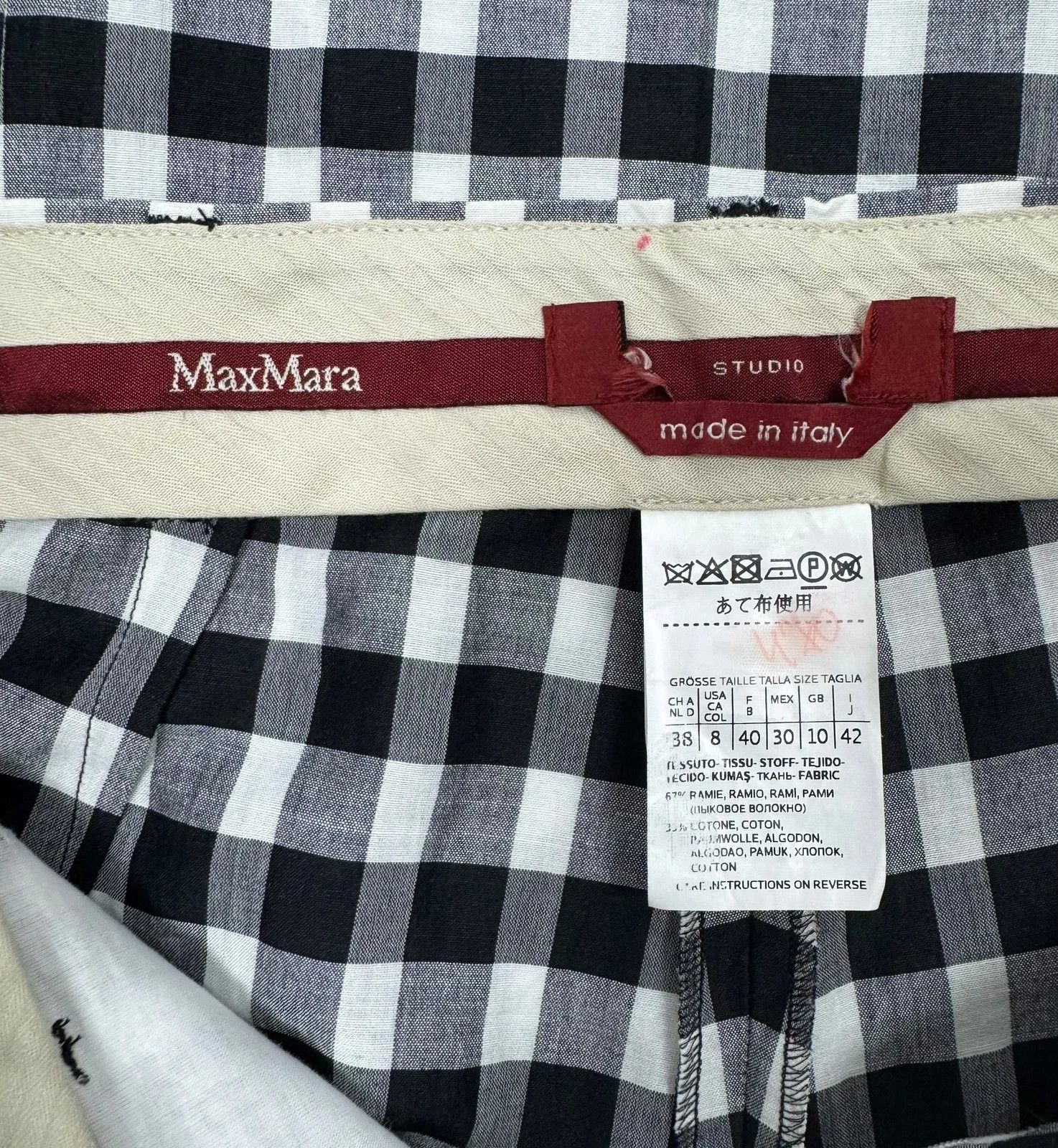 Max Mara Max Mara Plaid Pants Crop Rami Cotton size UK10 US8 Size 32" / US 10 / IT 46 - 10 Thumbnail