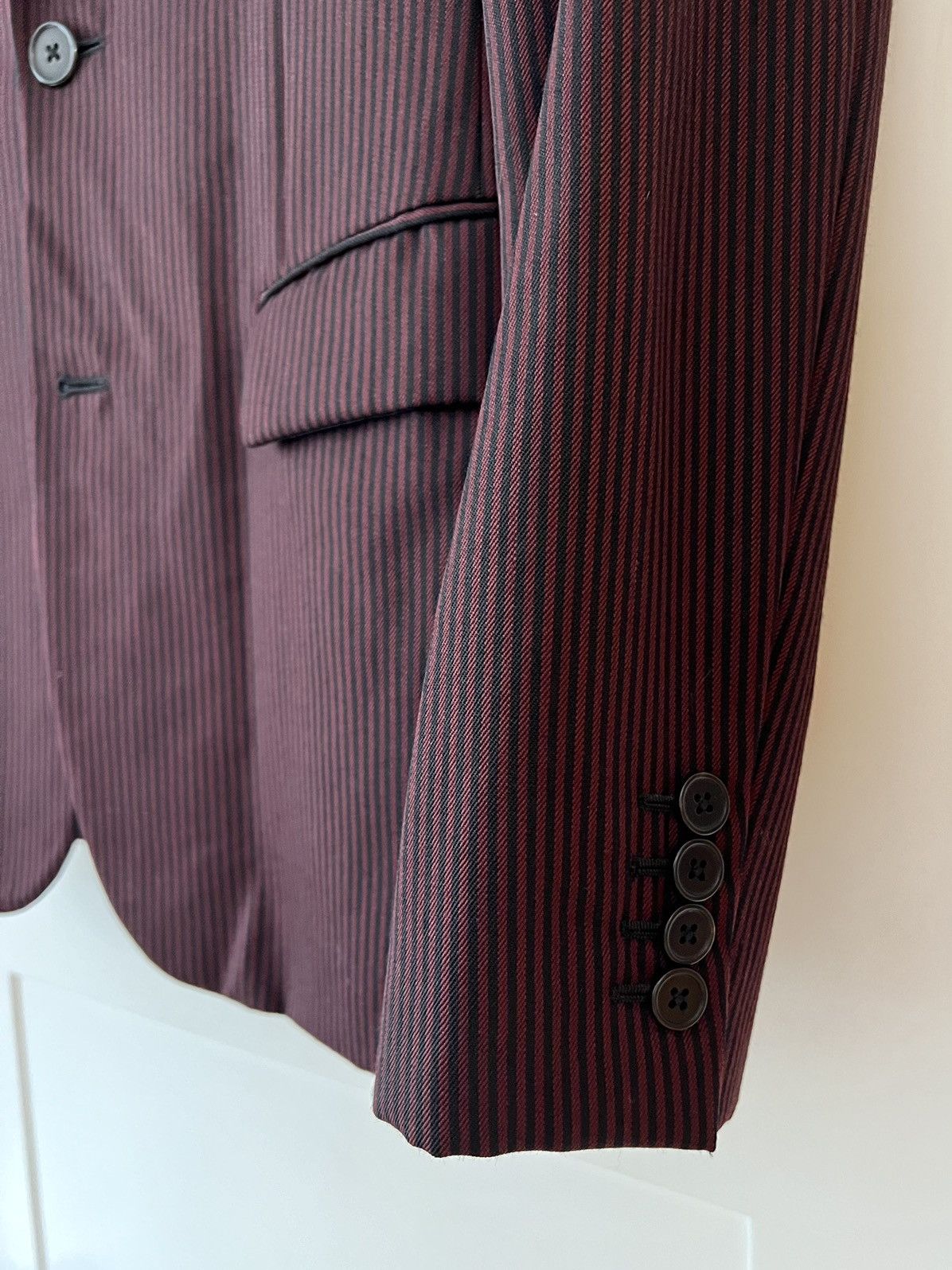 Hedi Slimane × Saint Laurent Paris 14FW Burgundy Pinstripe Blazer sz44 Size 44S - 4 Thumbnail