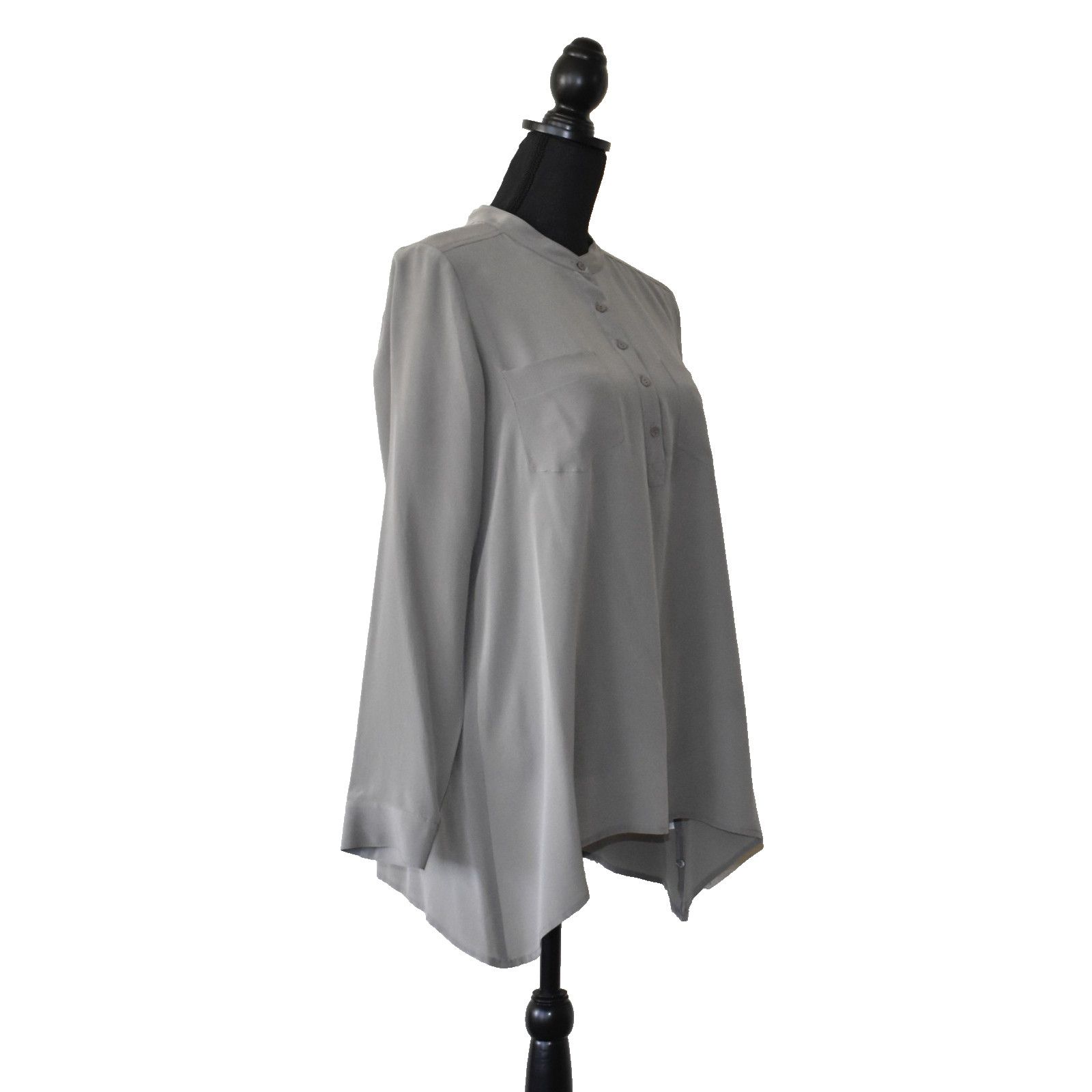 Eileen Fisher EILEEN FISHER Crepe Silk Button Front Petite Blouse Top PM Size M / US 6-8 / IT 42-44 - 2 Thumbnail