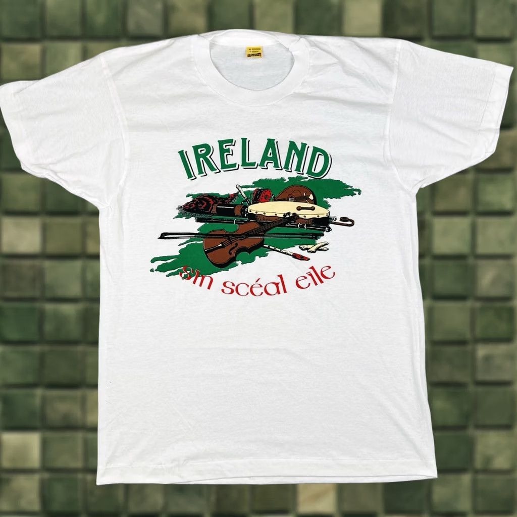 Vintage VINTAGE Screen Stars Ireland Sin Scéal Eile T Shirt 80s White XL Mens Size US XL / EU 56 / 4 - 1 Thumbnail