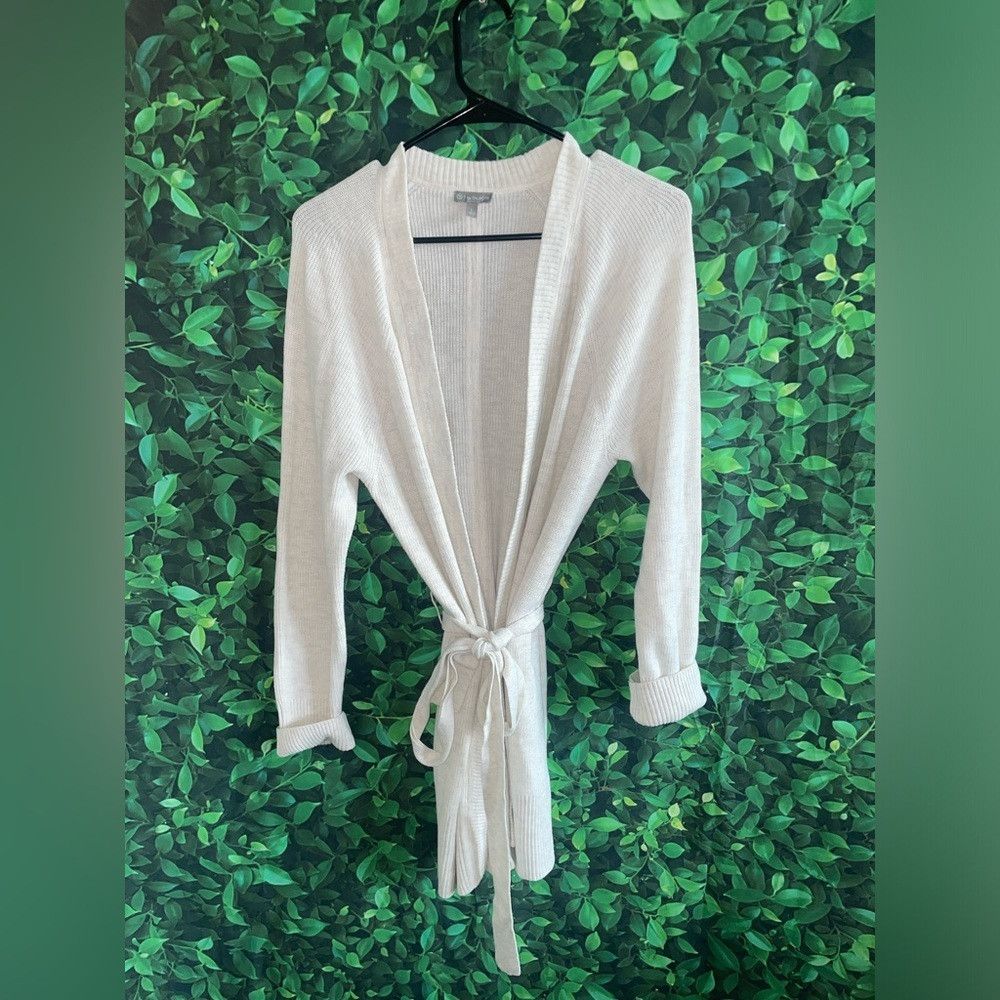 Talbots T by Talbots cream cardigan with waist tie Size L / US 10 / IT 46 - 1 Thumbnail