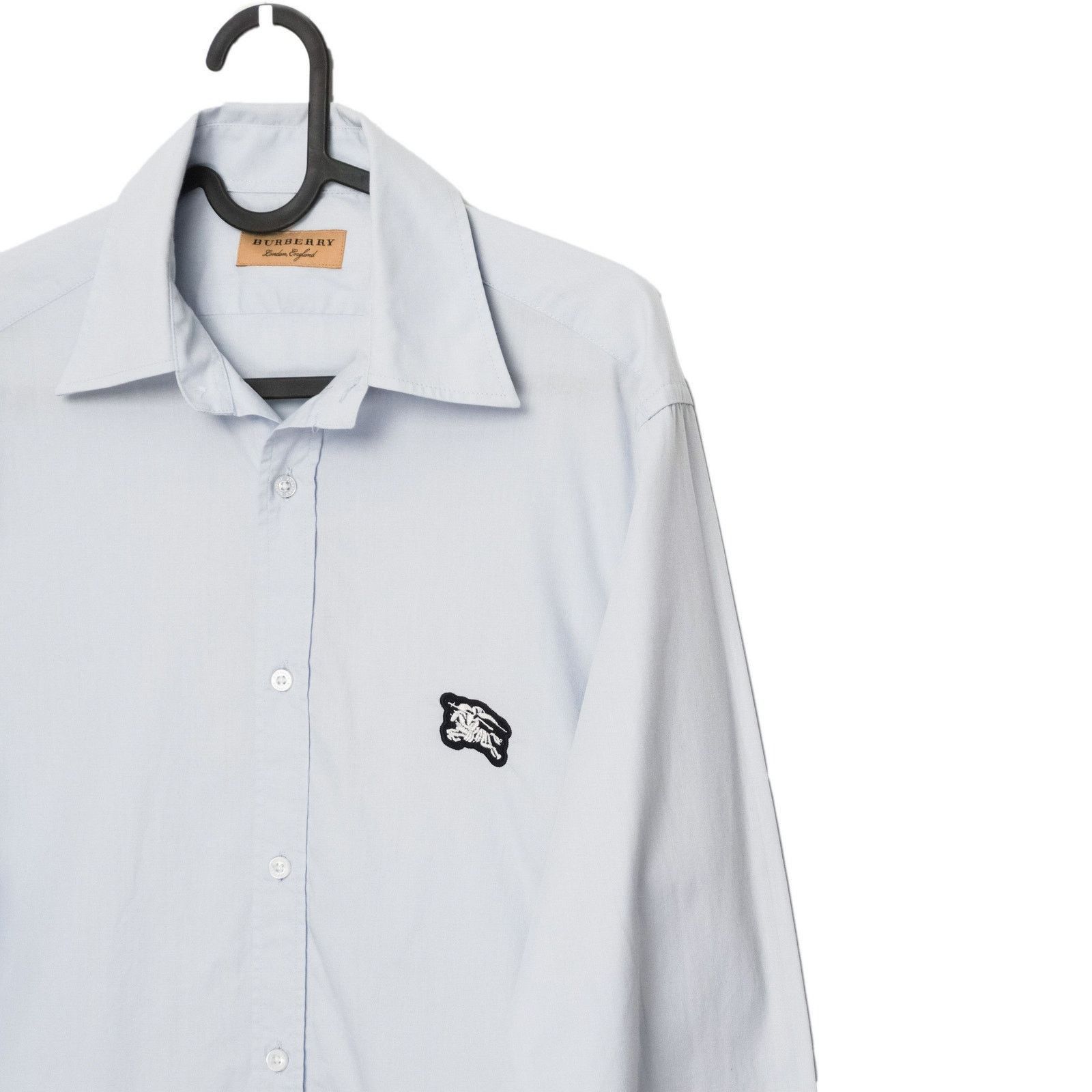 Burberry Equestrian Knight Embroidery Logo Light Blue Shirt
