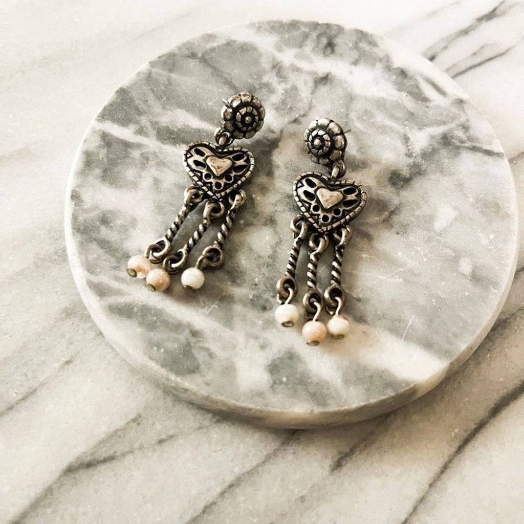 Guess GUESS Y2K Style Heart Dangle Drop Earrings Silver Size ONE SIZE - 1 Thumbnail