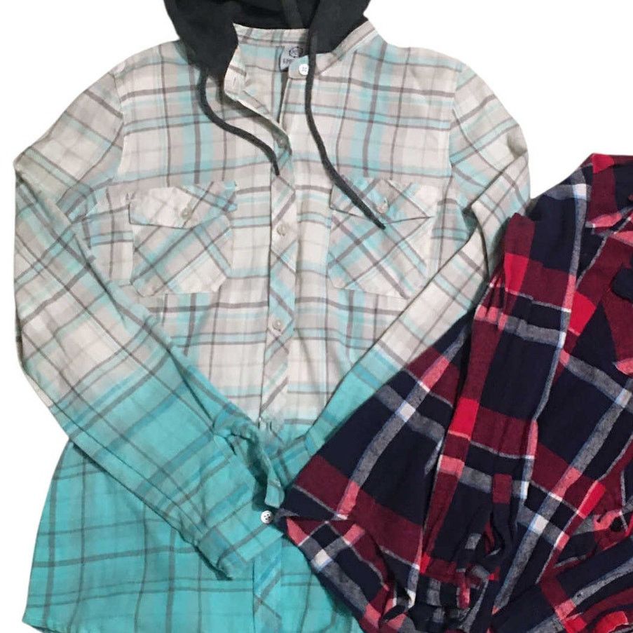 Other 2 Long Sleeve Button Down Hooded Flannels Plaid Jackets Sz M Size M / US 6-8 / IT 42-44 - 5 Thumbnail