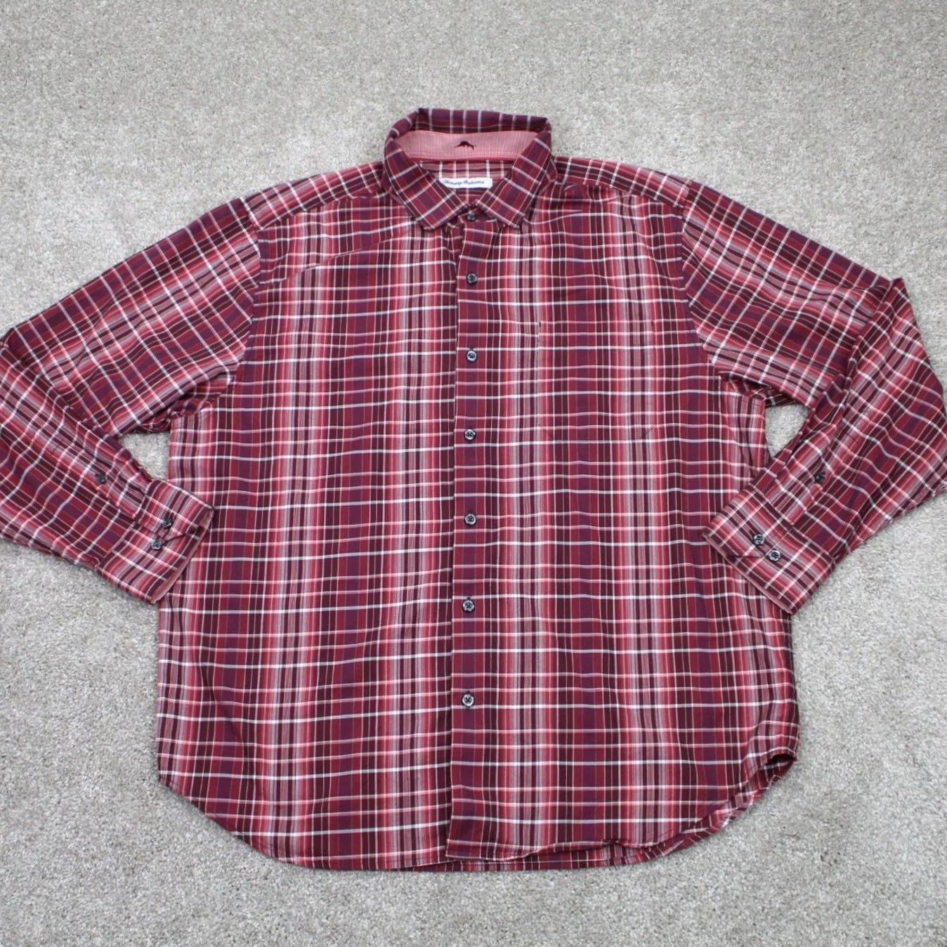 Tommy Bahama Tommy Bahama Shirt Mens Large Red Cotton/Silk Blend Button-Down L/S Plaid Casual Beach Hawaiian Size US L / EU 52-54 / 3 - 2 Thumbnail
