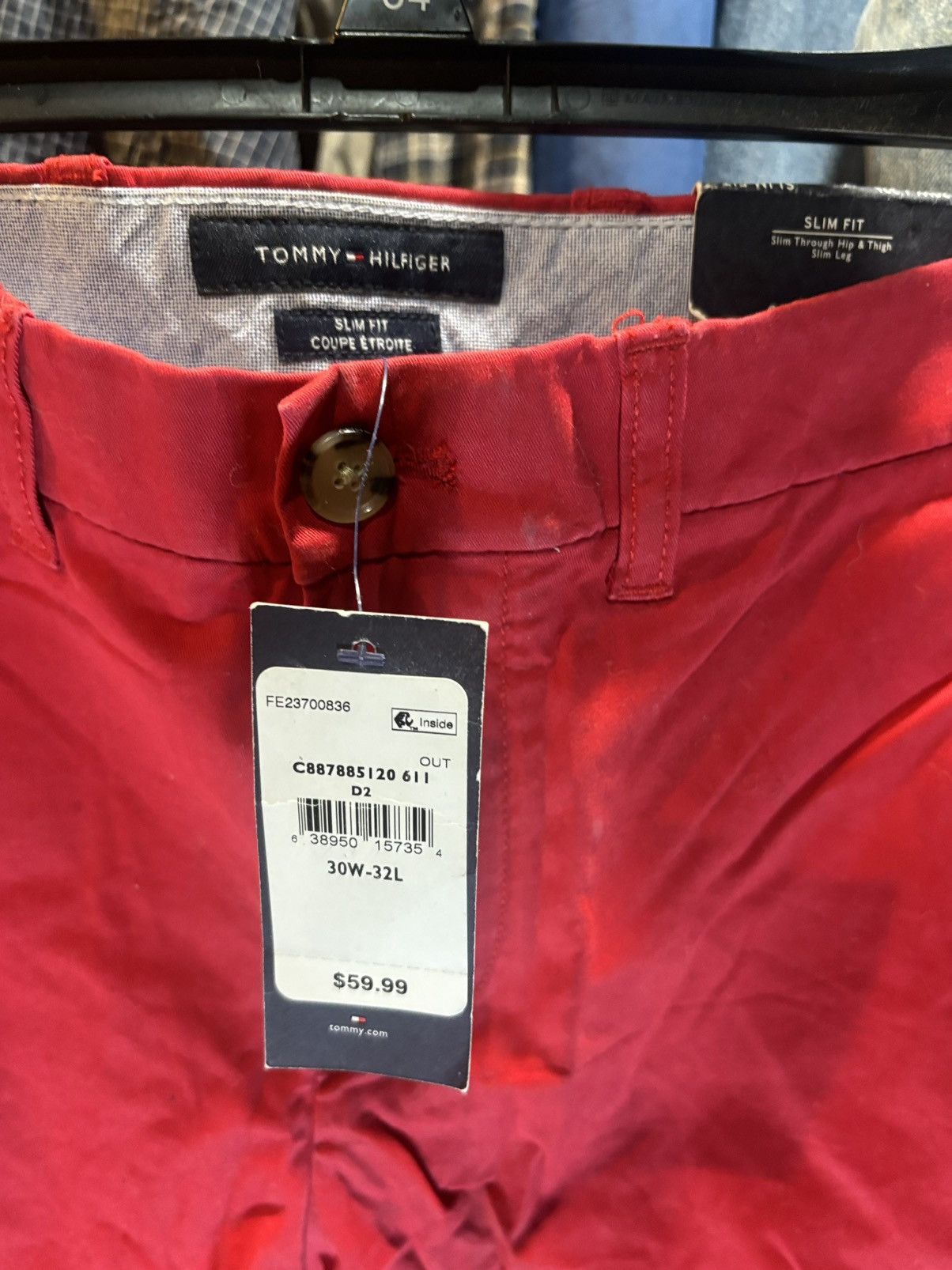 Tommy Hilfiger 30x32 Tommy Hilfiger Red Slim Fit Pants Size US 30 / EU 46 - 4 Thumbnail