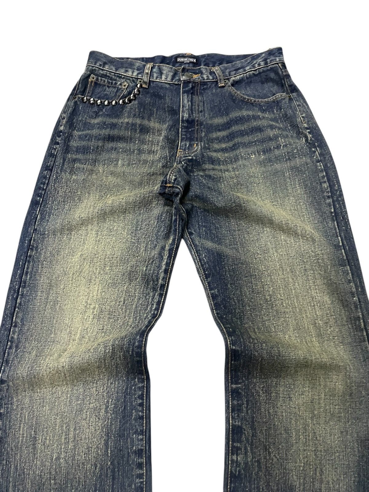Designer × Japanese Brand Amore Puro Japan Stone Mud Wash Studded Loose Jeans Size US 30 / EU 46 - 3 Thumbnail