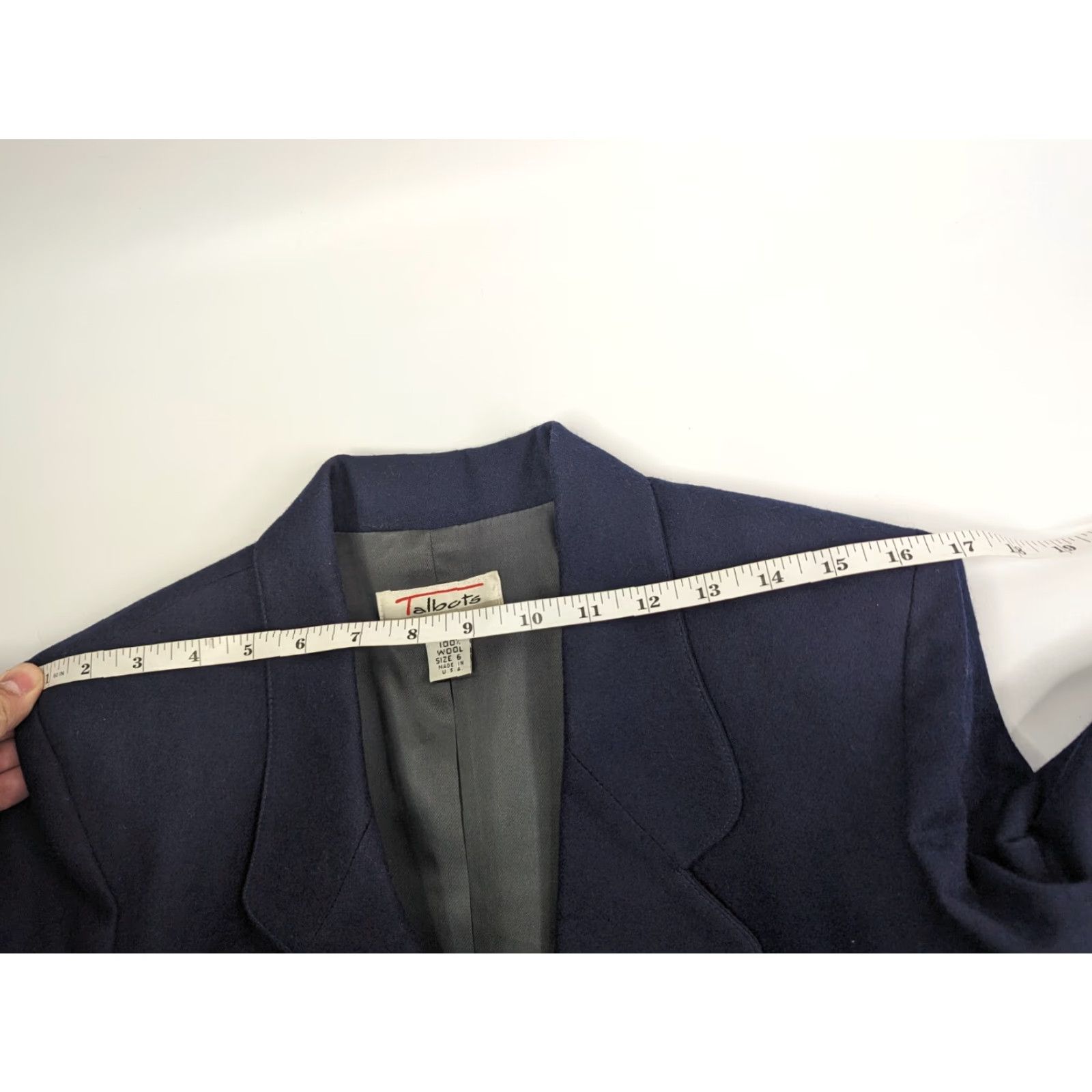 Talbots VINTAGE Talbots Blazer Jacket Women's 6 Navy Solid One-Button Capsule Coat Wool Blend Long Sleeve Button Blazer Women Fashion Casual Workwear 90s? Size M / US 6-8 / IT 42-44 - 7 Thumbnail