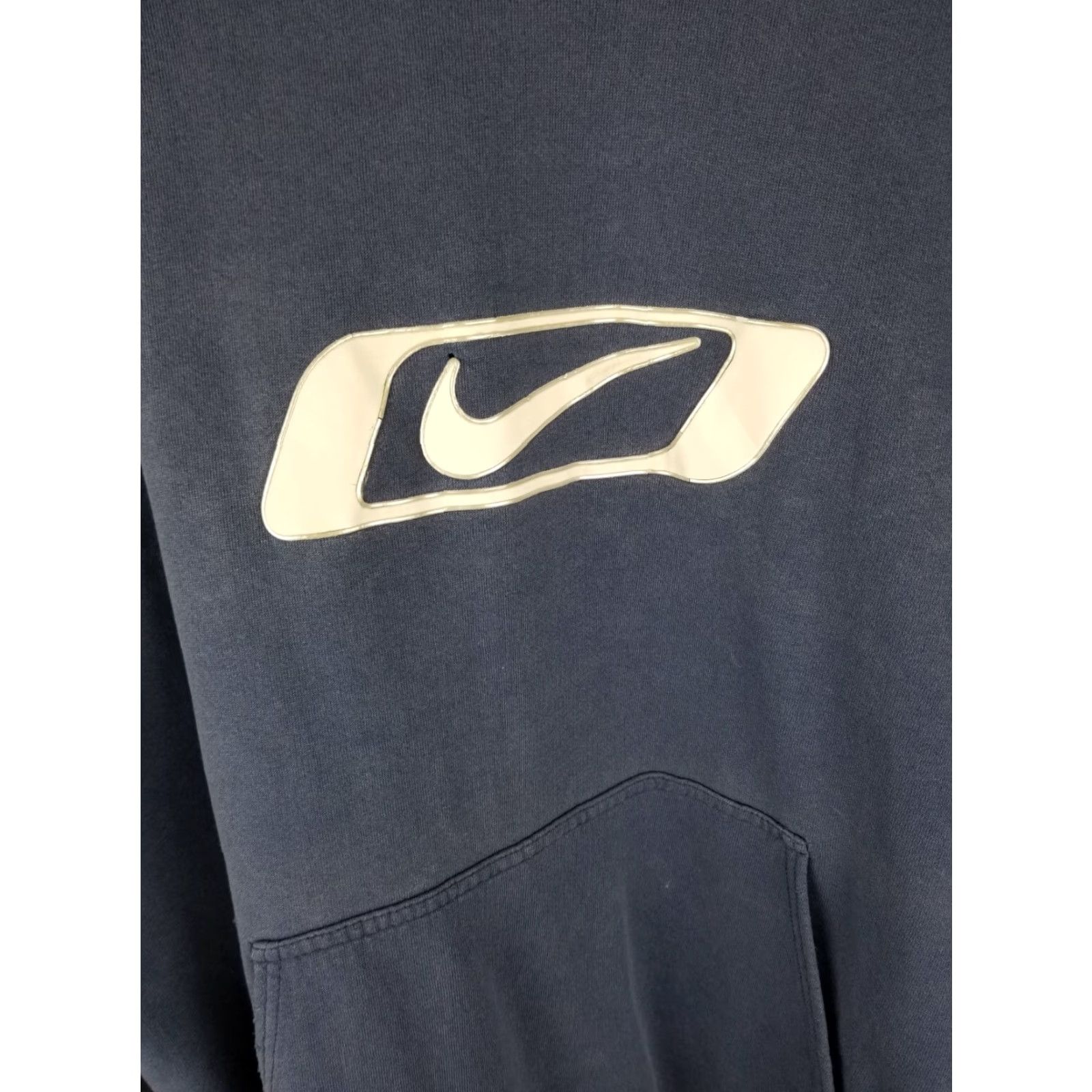 Nike VINTAGE Nike CENTER SWOOSH Navy Cotton Hoodie Sweatshirt XL Men's Blue 90s Pullover Lined Strap Cross Shoulder 26-28in Size US XL / EU 56 / 4 - 2 Thumbnail