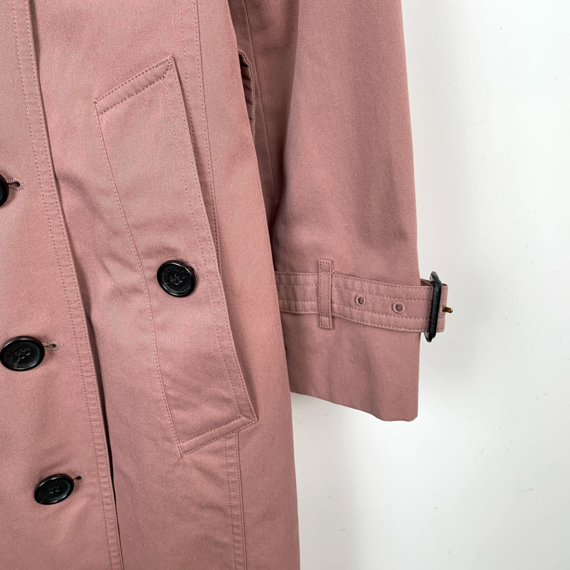Burberry Burberry Dusty Pink Cotton Double-Breasted Trench Coat (Size Size XS / US 0-2 / IT 36-38 - 5 Thumbnail